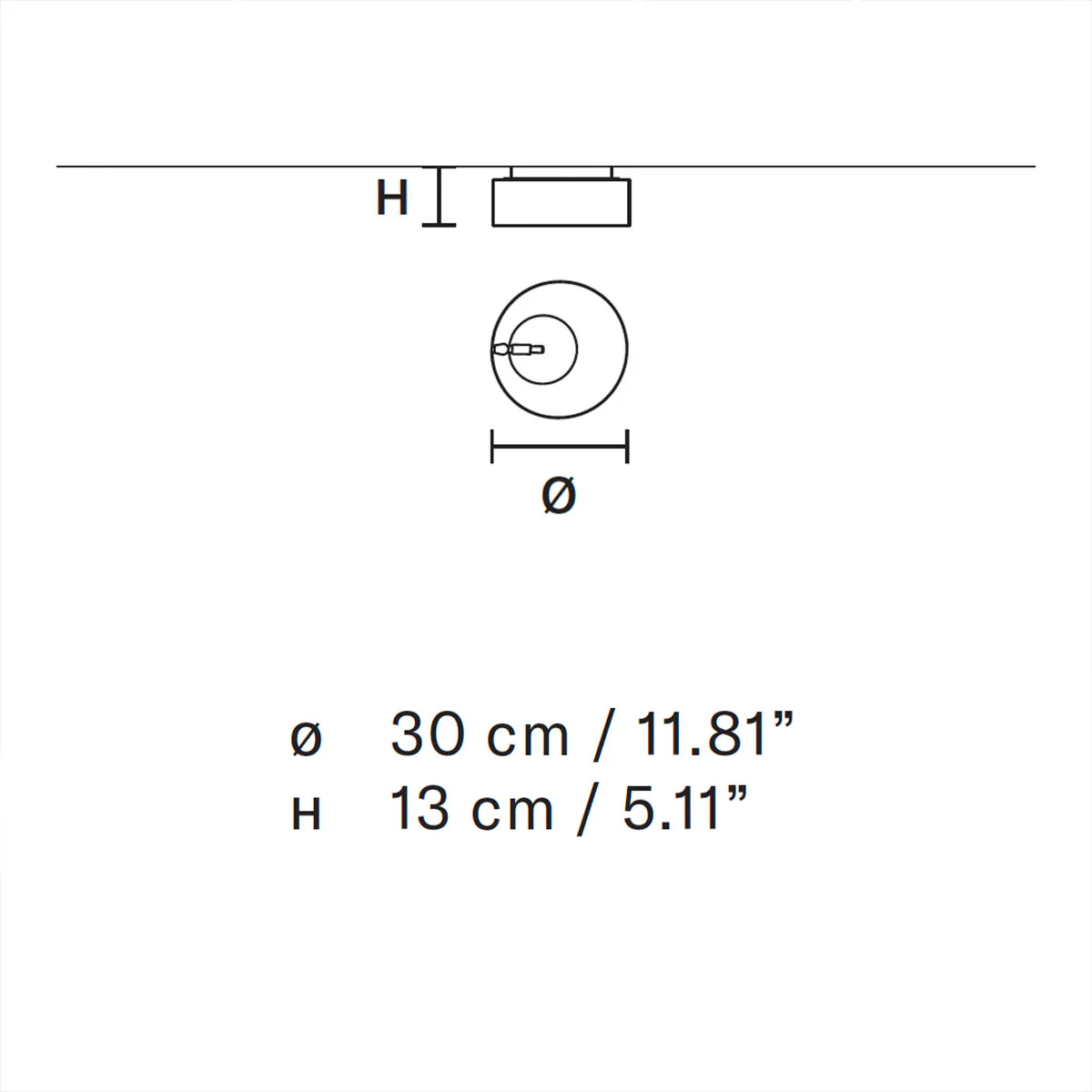 Sound PL1 Deckenleuchte, Ø: 30 cm, Messing gebürstet & Schwarz matt, LED-Modul