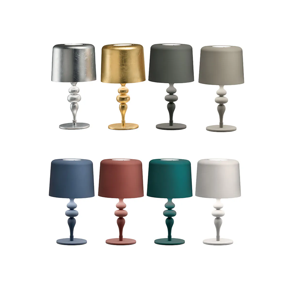 Eva TL1 M Tischleuchte, Blattsilber, H: 53 cm