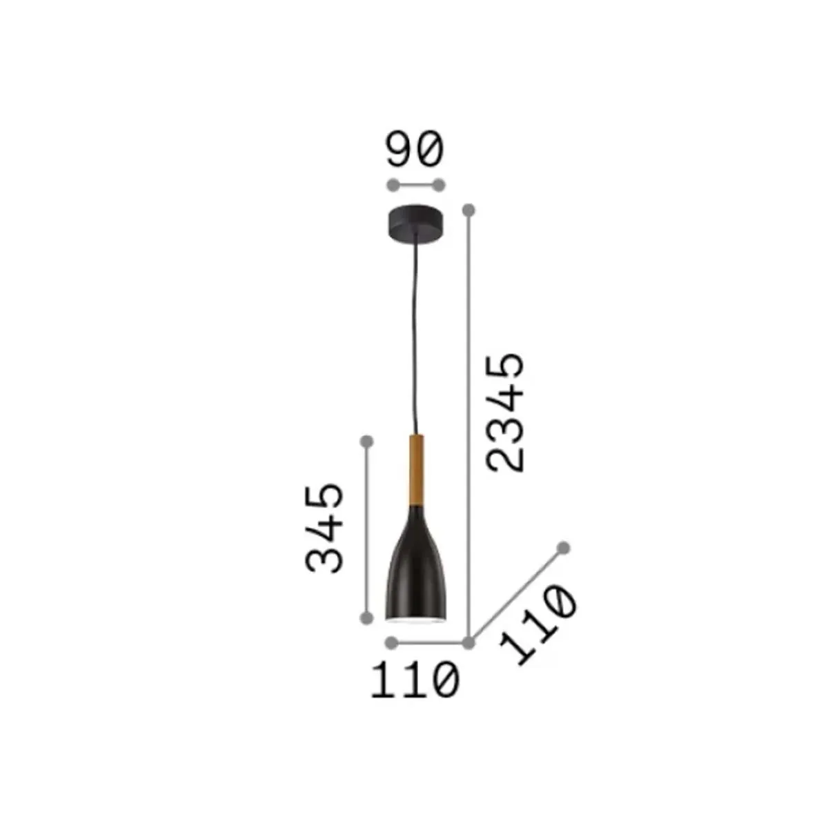 Manhattan SP1 Pendelleuchte, Ø: 11 cm, Schwarz