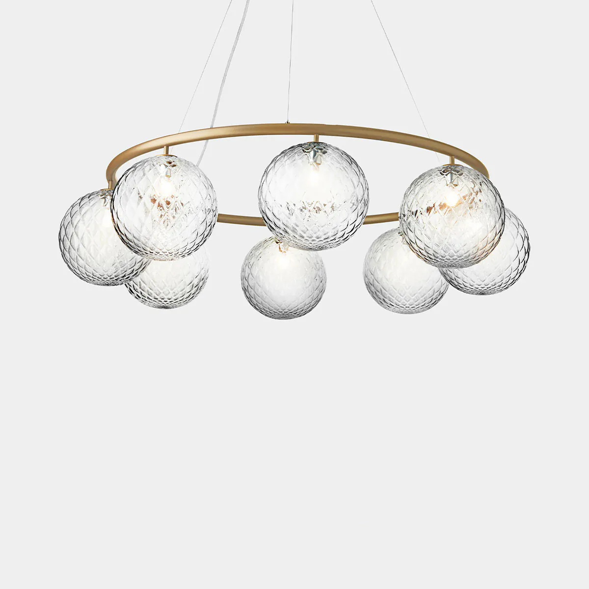 Miira 8 Kronleuchter Ø: 100 cm, Messing, Glas transparent Miira 8 Kronleuchter Ø: 100 cm, Messing, Glas transparent
