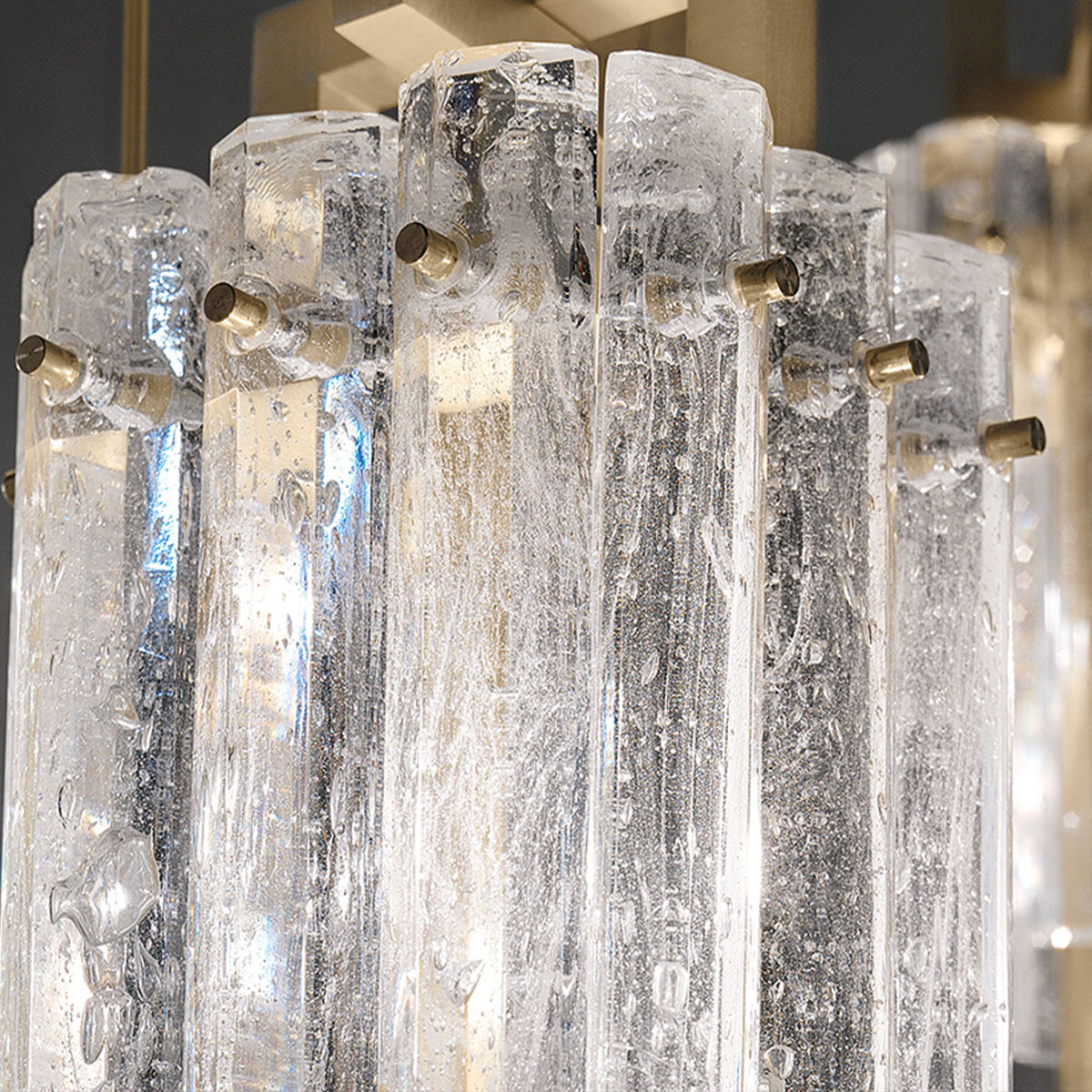 Masiero Crek S14 Pendelleuchte, L: 123 cm Pendelleuchten - klassisch inspiriertes Design mit Kristallglas und Metall, Farbe Messing