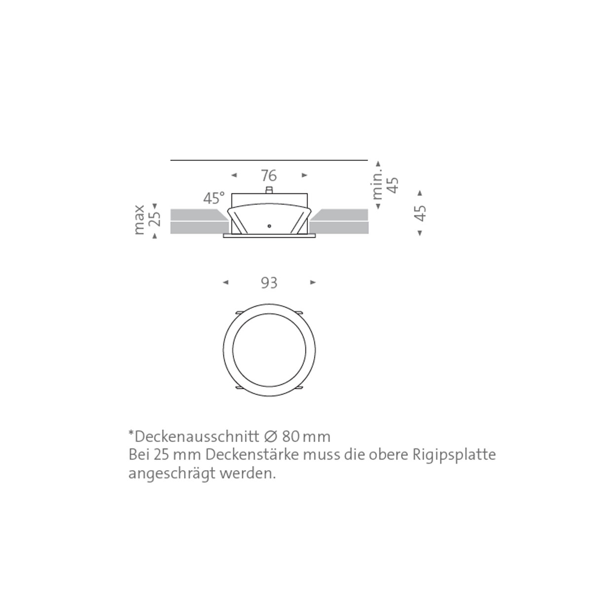 Mawa Wittenberg 4.0 Einbaustrahler – technische Zeichnung