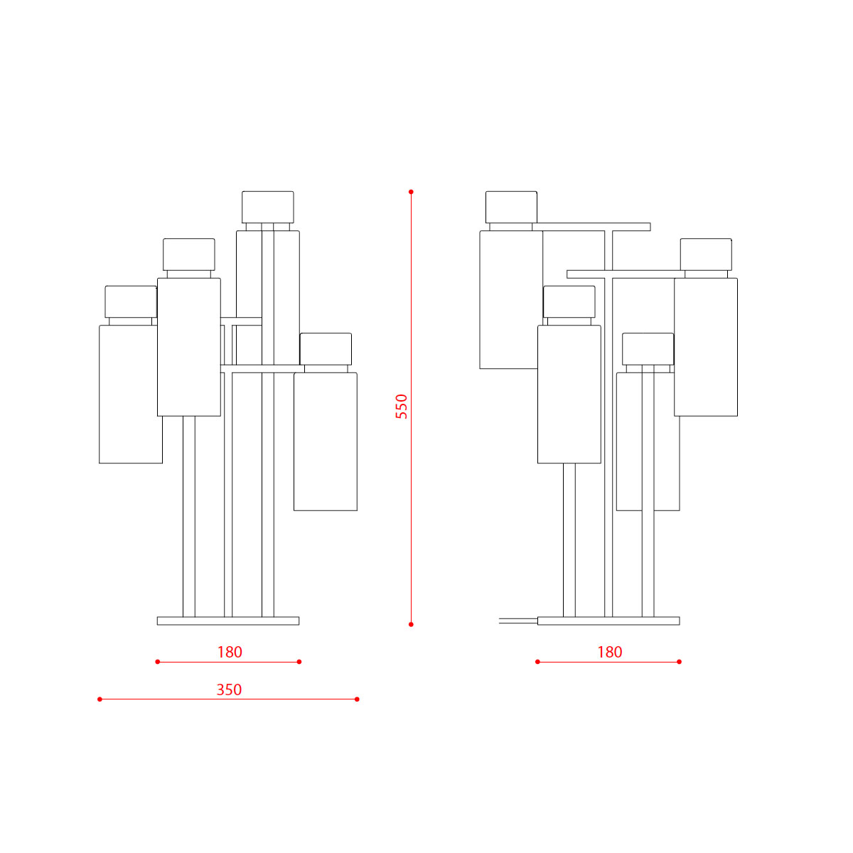 Osman 560.34 Tischleuchte 4-flammig H: 55 cm, Schwarz Matt / Messing & Klarglas, Schaltbar Osman 560.34 Tischleuchte 4-flammig H: 55 cm, Schwarz Matt / Schwarz Chrom & Rauchglas, Dimmbar