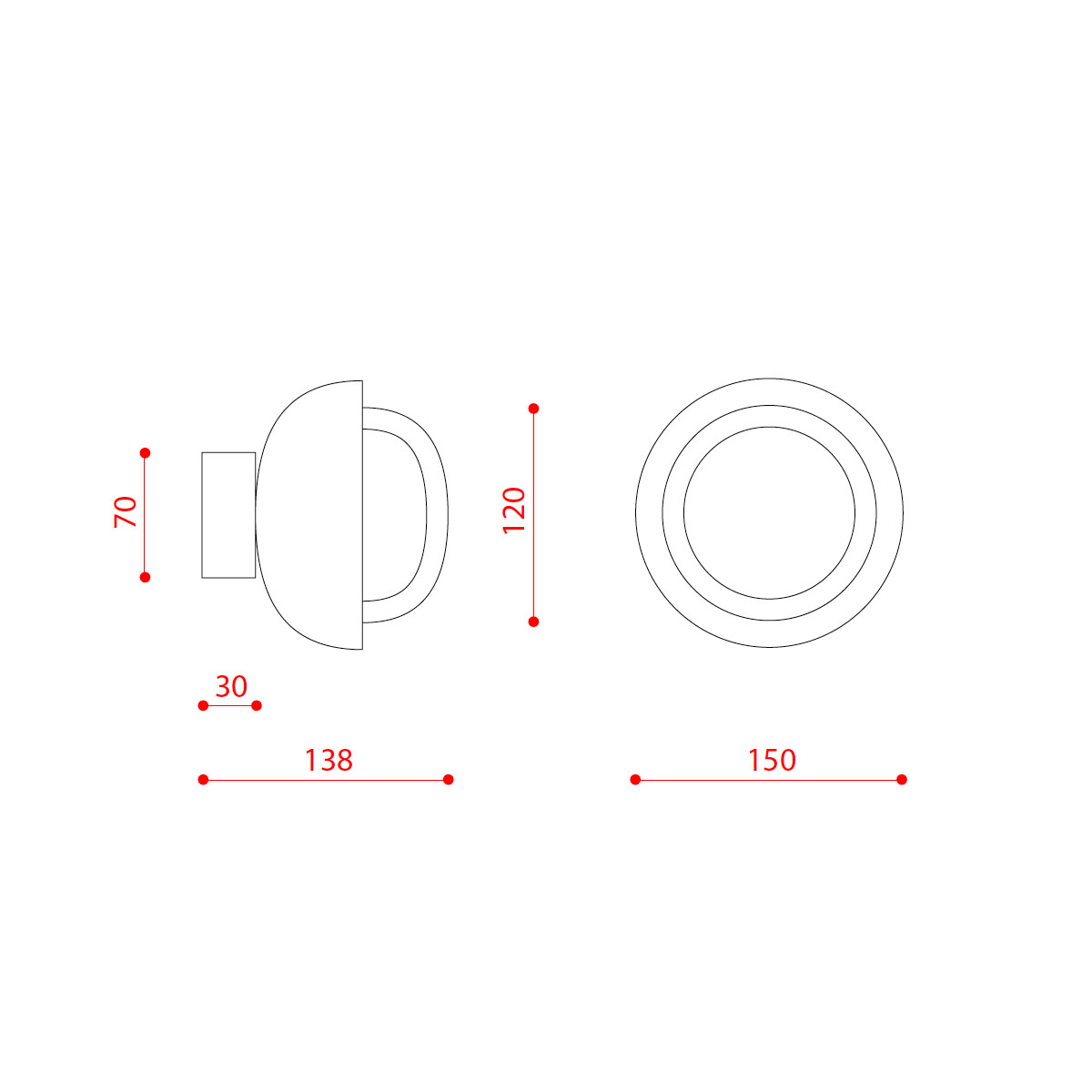 Muse 554.71 Wand-/ Deckenleuchte Ø: 15 cm, Schwarz & Messing - Ausstellungsstück Muse 554.72 Wand-/ Deckenleuchte Ø: 20 cm, Schwarz & Messing - Ausstellungsstück