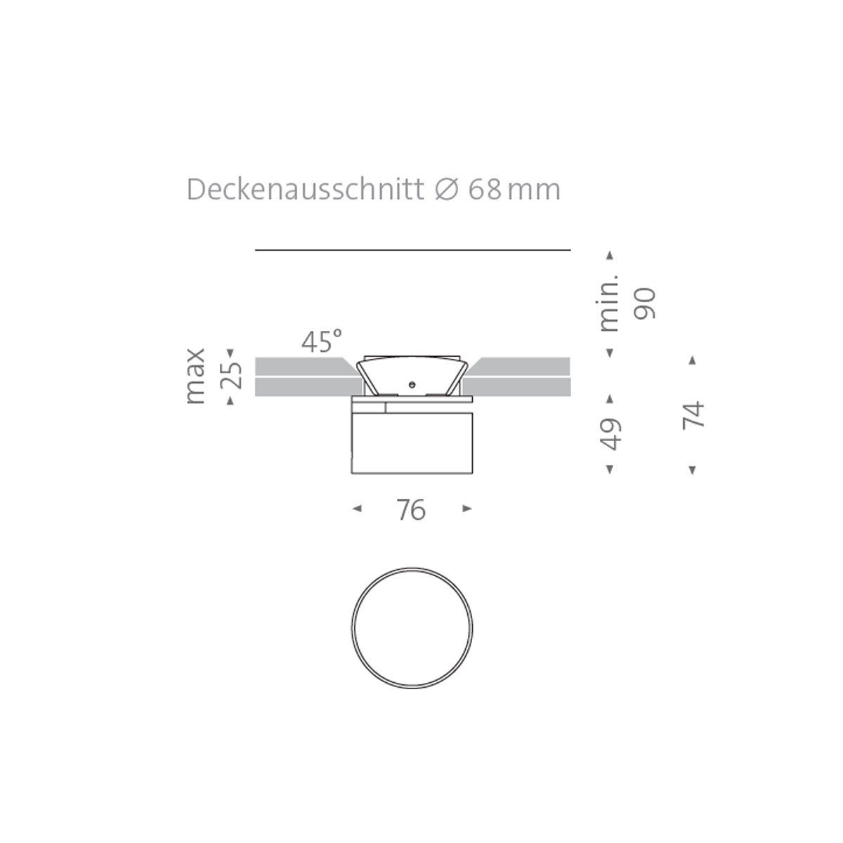 Wittenberg 4.0, wi4-eb-1r-kr Einbaustrahler, Weiß matt, Warmweiß 3000K, Spot 12°