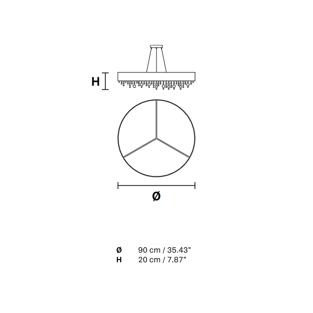 Olà S6 90 Pendelleuchte, Gold brüniert, Ø: 90 cm, Retrofit Olà S6 90 Pendelleuchte, Weiß matt, Ø: 90 cm, LED-Modul