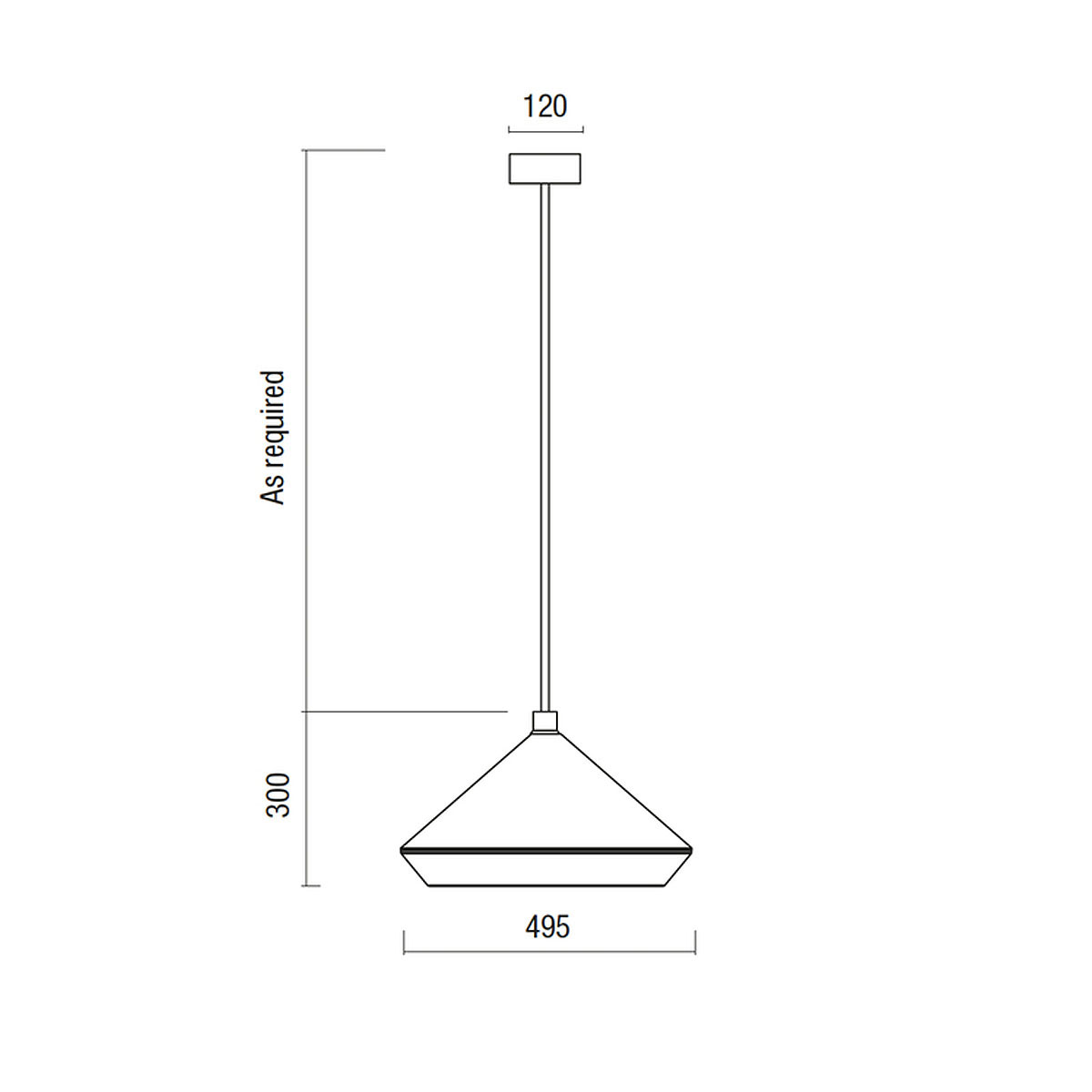 Technische Zeichnung Bert Frank Shear Pendelleuchte, Ø: 50 cm, Schwarz Technische Zeichnung Bert Frank Shear Pendelleuchte, Ø: 50 cm, Weiß