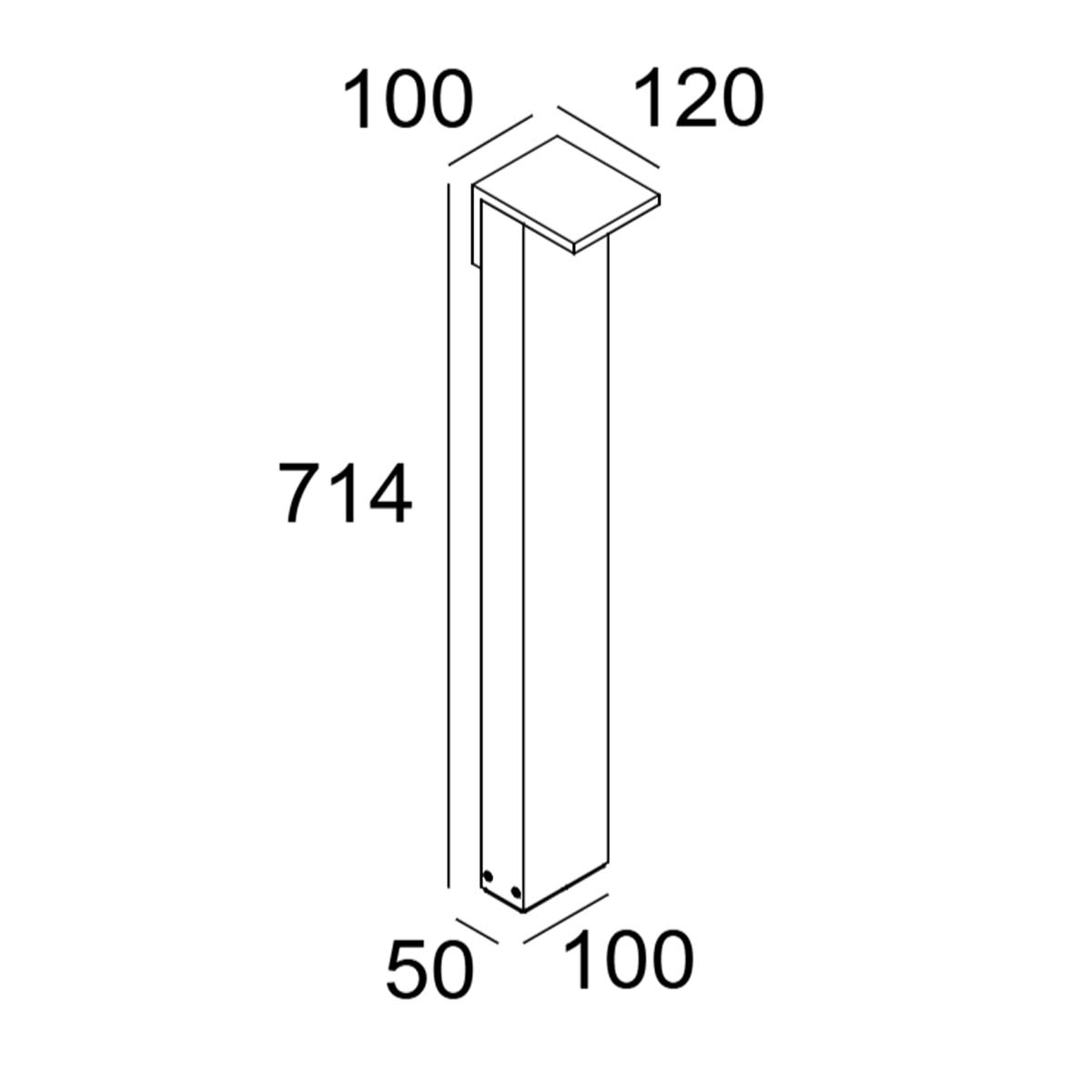 Delta Light OBLIX S 70 Pollerleuchte, Anthrazit, H: 71,4 cm, Warmweiß 3000K