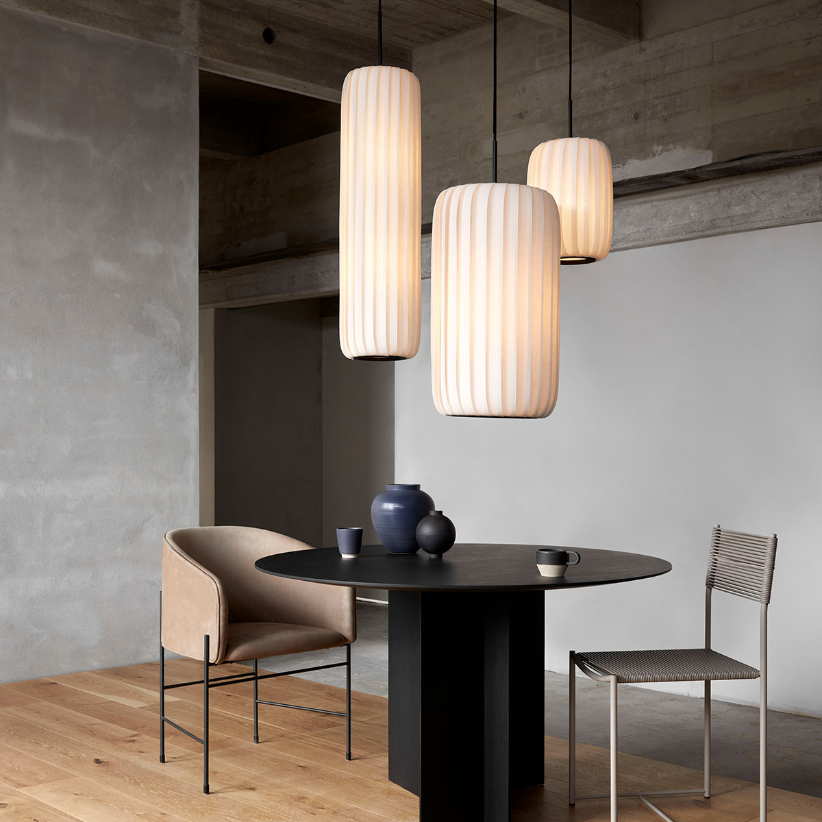 TR37 Pendelleuchte, PC / Vliesstof, Ø: 34 cm, H: 60 cm