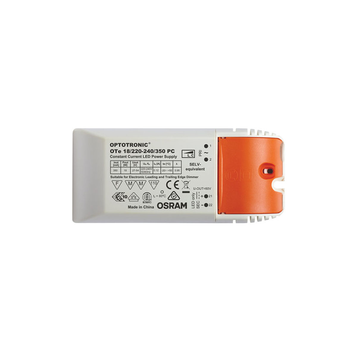 LED-Treiber, OTe 18/220-240/350 PC 18W 350mA, Phasenan-/ abschnitt