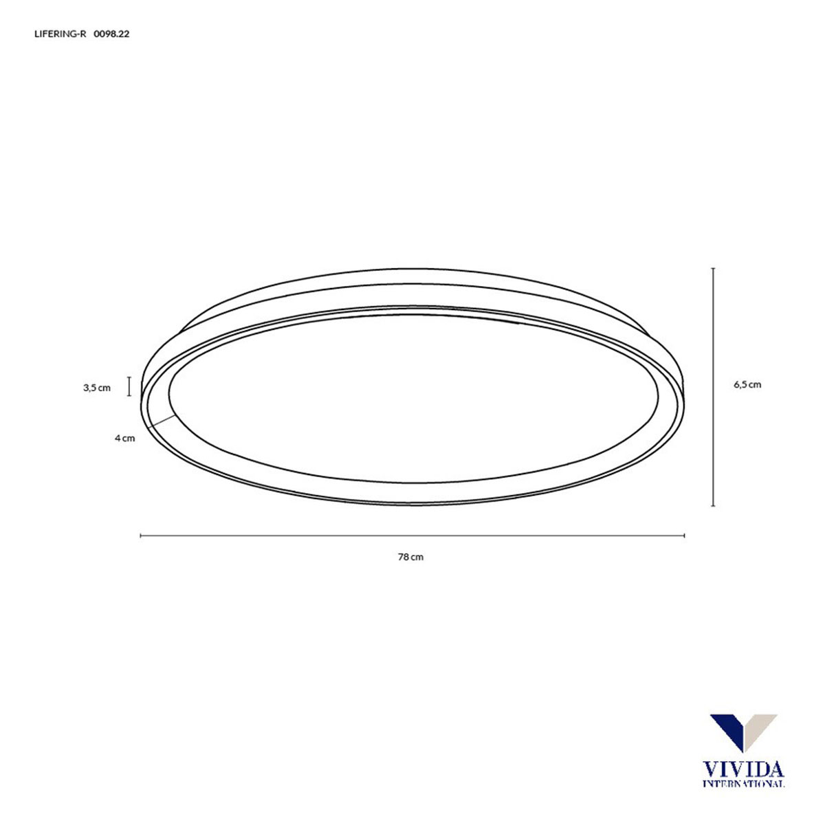 Lifering-R Deckenleuchte, Titanium, Ø: 78 cm