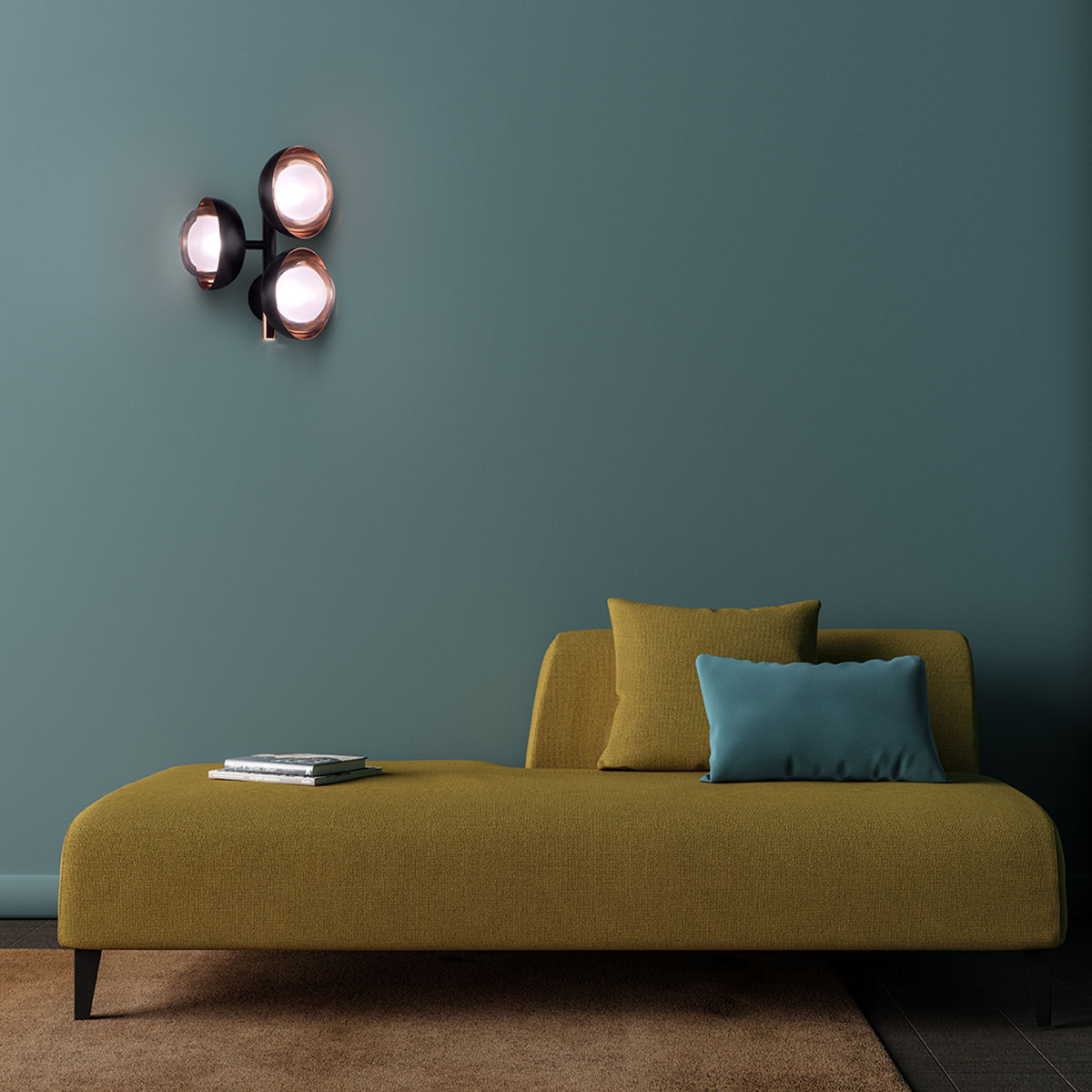 Muse 554.44 Wandleuchte 4-flammig, Schwarz & Kupfer