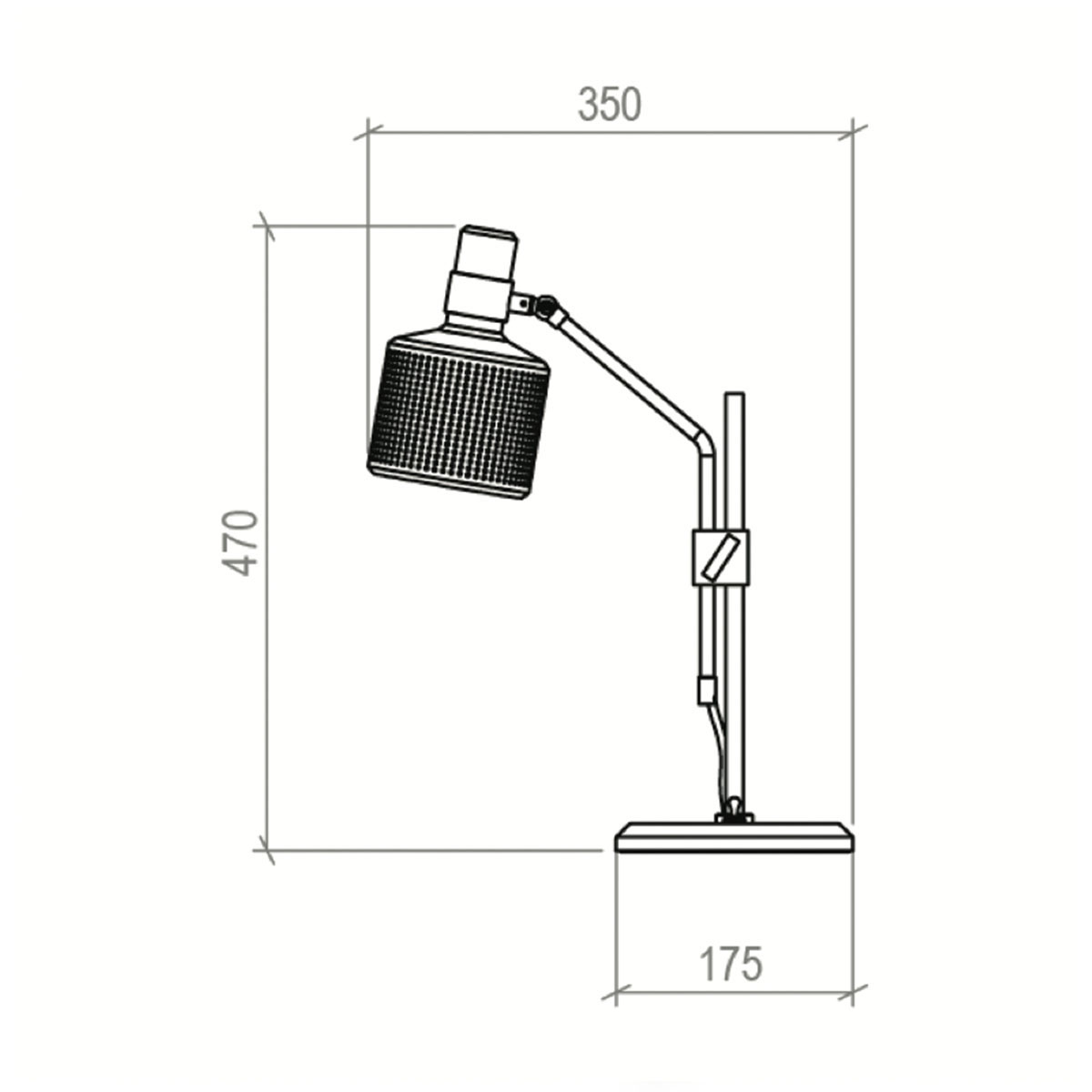 Technische Zeichnung Bert Frank Riddle Single Tischleuchte, H: 47 cm