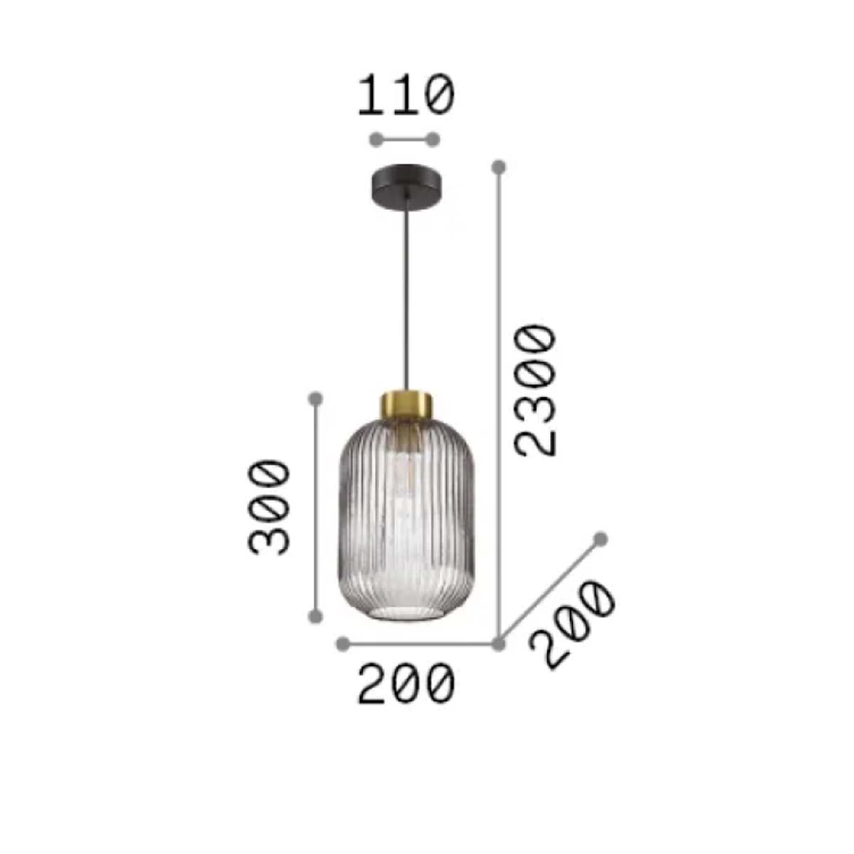 Mint-3 SP Pendelleuchte, Rauchglas, Ø: 20 cm