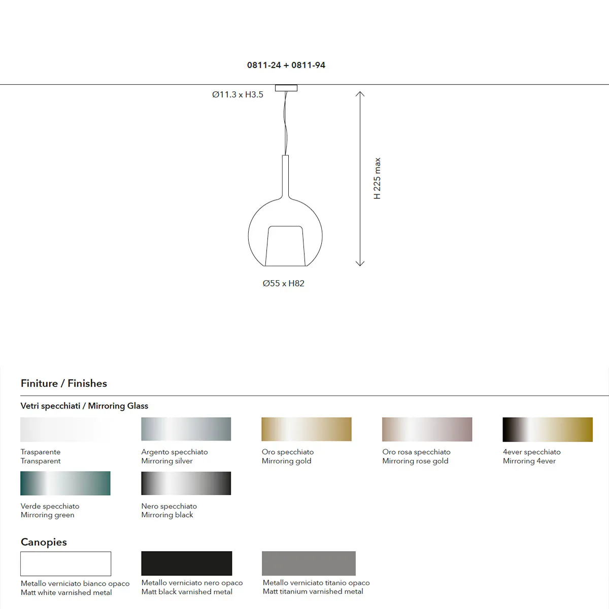 Glo 0811-24 Maxi Pendelleuchte Ø: 55 cm, Transparent Glas