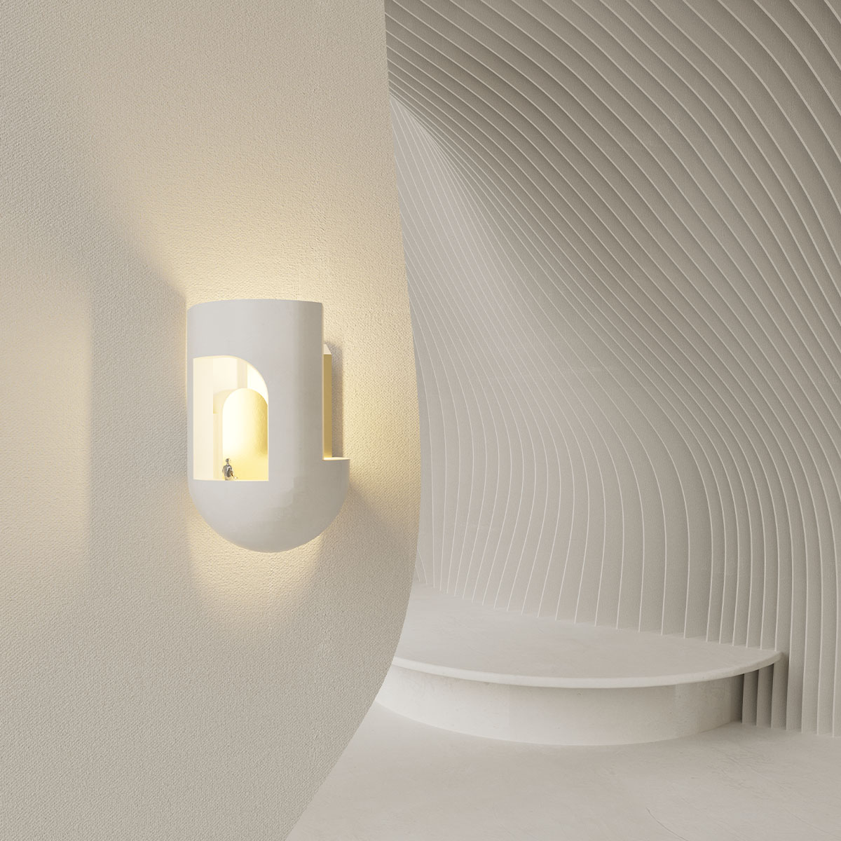 Soul Story 3 Wandleuchte, H: 28,7 cm Weiß & Gold in Weiß Gold – moderne Designerleuchte von DCW Editions passt perfekt in den Treppenaufgang