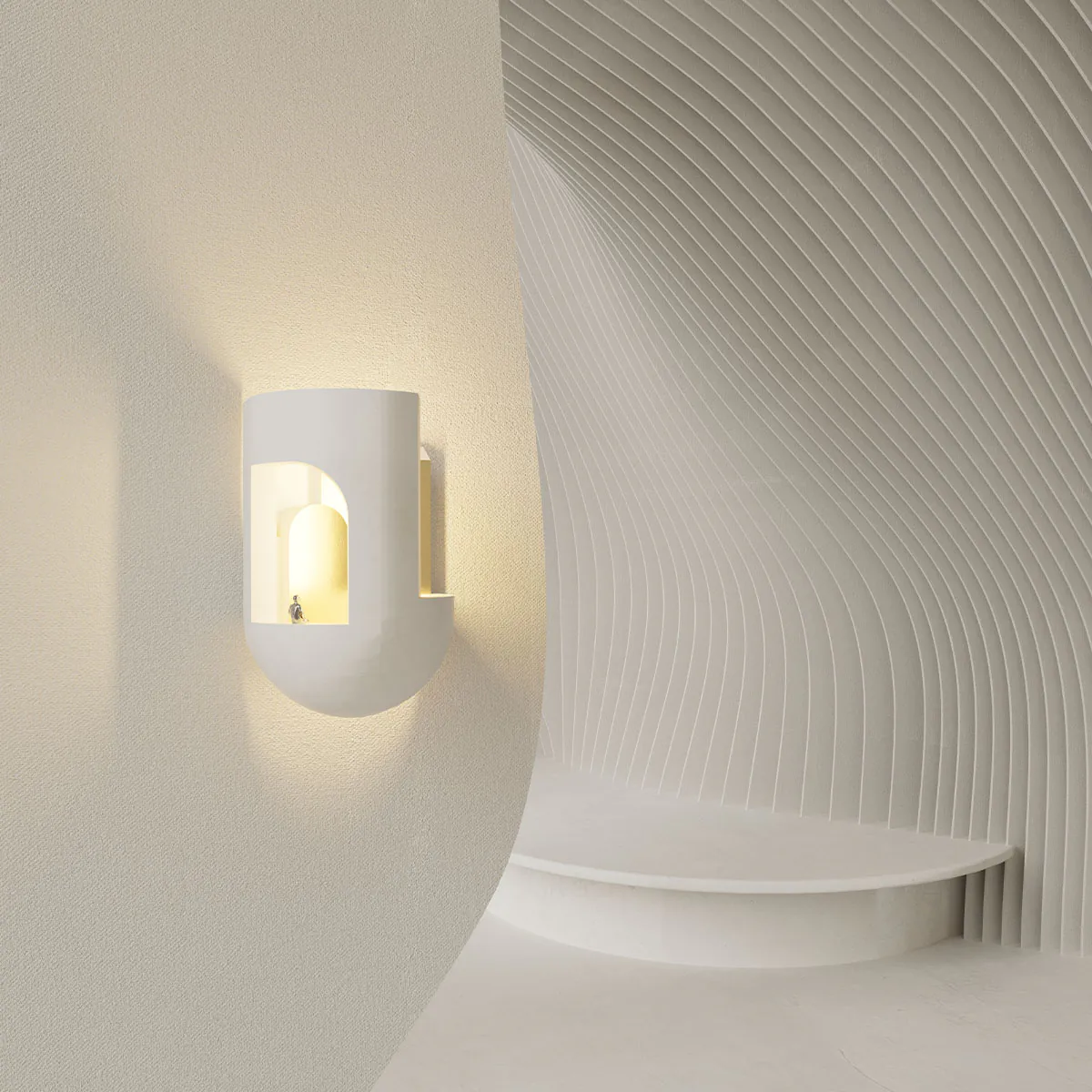 Soul Story 3 Wandleuchte, H: 28,7 cm Weiß & Gold in Weiß Gold – moderne Designerleuchte von DCW Editions passt perfekt in den Treppenaufgang