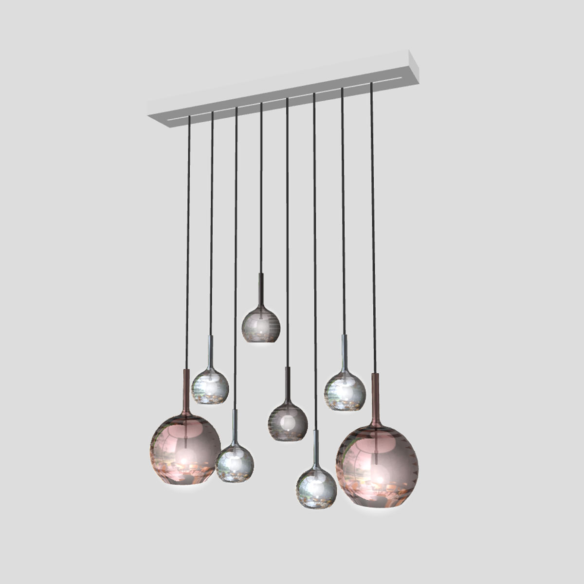 Lampen Baldachin für Glo, Lit, Mom max. 8-fach rechteckig 92 x 16 x 5 cm, Weiß Lampen Baldachin für Glo, Lit, Mom max. 8-fach rechteckig 92 x 16 x 5 cm, Titanium