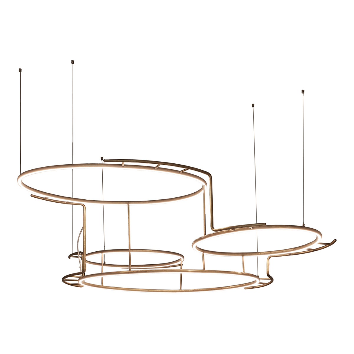 Broche Pendelleuchte L, L: 150 cm, B: 180 cm in Messing – exklusive Designerleuchte von DCW Editions passt perfekt ins Wohnzimmer