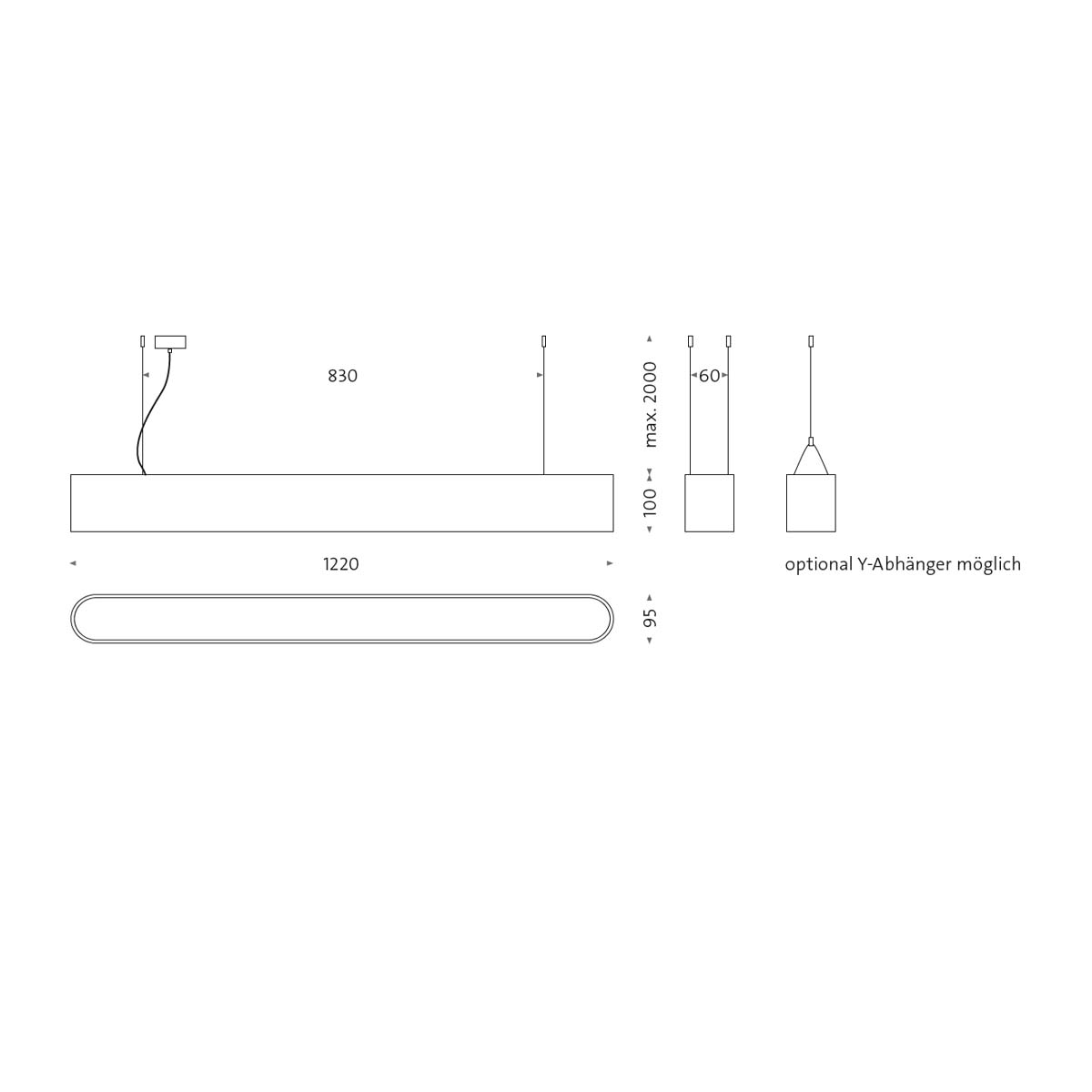 Mawa Design oval office 5 Pendelleuchte, L: 122 cm Dunkelbronze Warmweiß 3000K Phase Cut