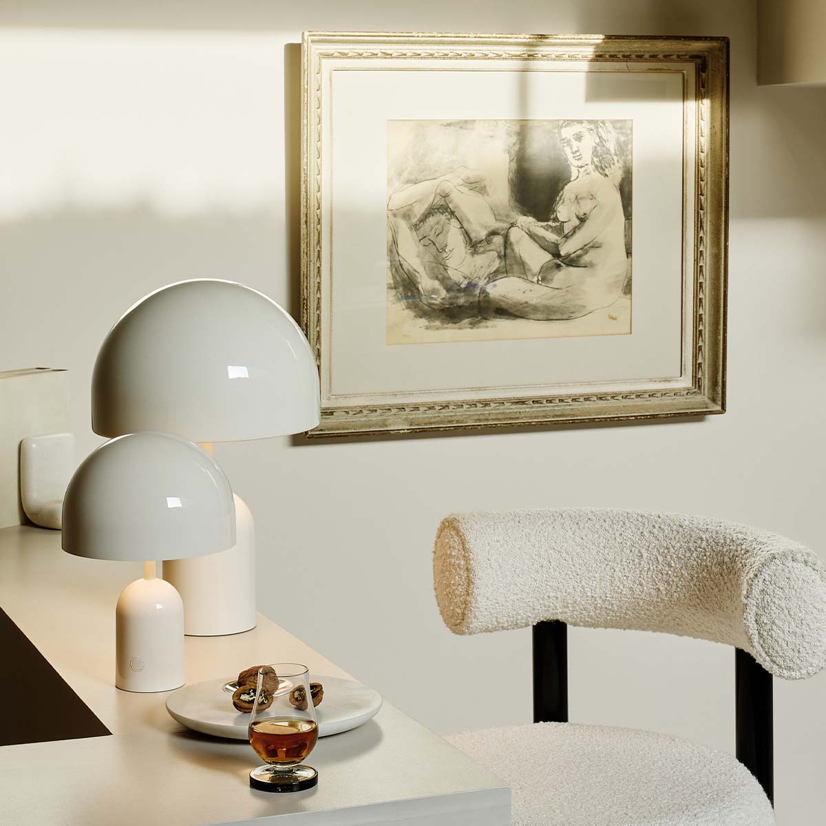 Tom Dixon Bell LED Tischleuchte, H: 42,5 cm, Silber