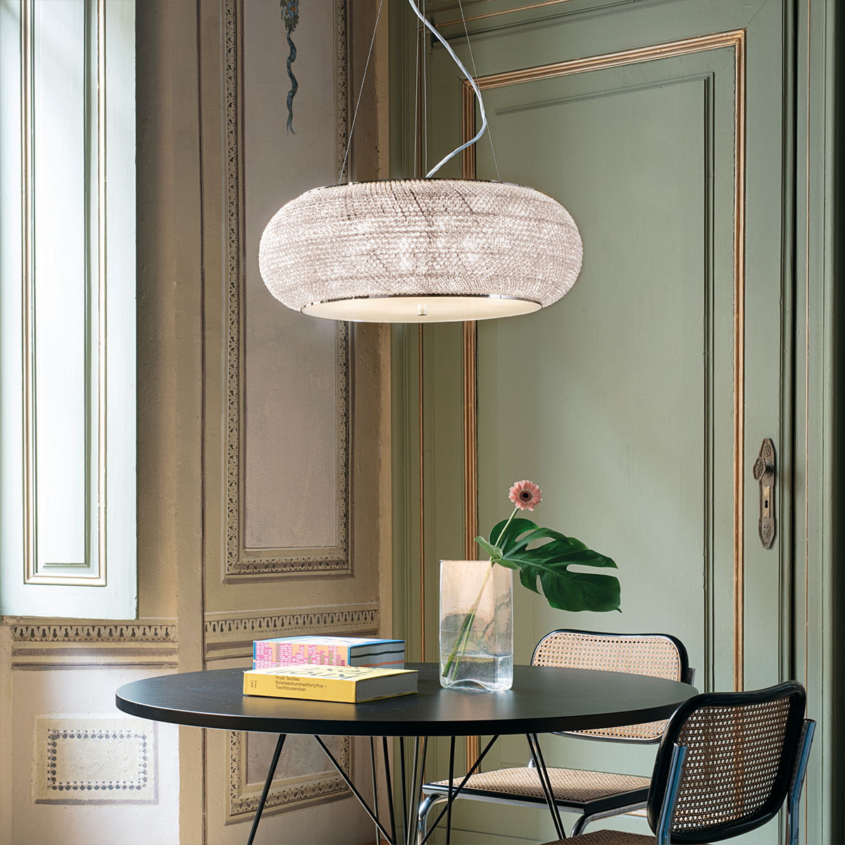 Pasha SP10 Kristall Pendelleuchte, Chrom, Ø: 55 cm