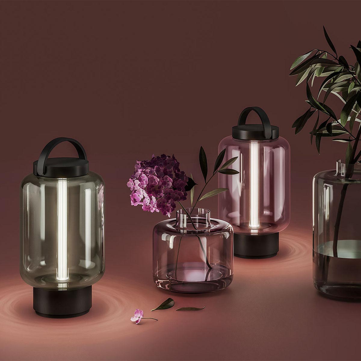 qu Mobile Akku Tischleuchte, Ø: 12,6 cm, H: 21,9 cm, Bright Bronze, Jade qu Mobile Akku Tischleuchte, Ø: 12,6 cm, H: 21,9 cm, Jet Black, Rose