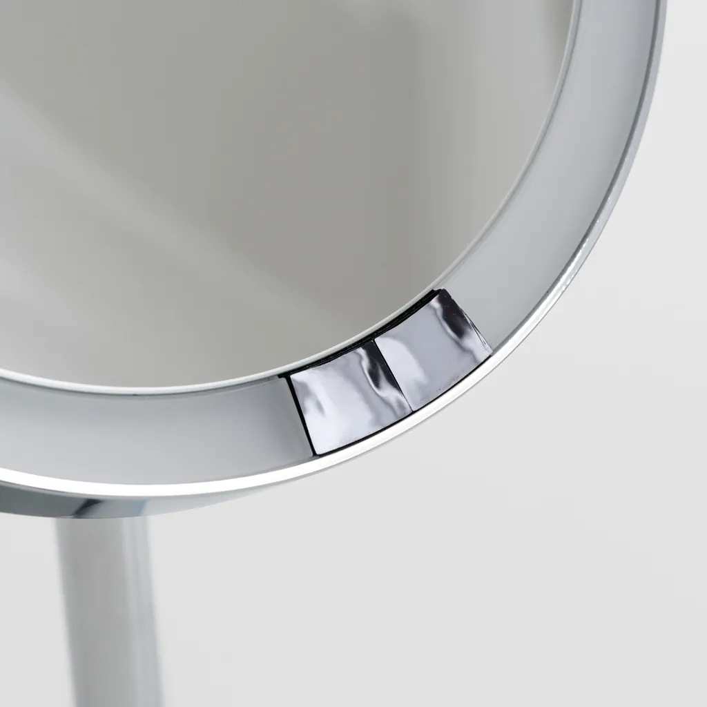 Just Look Plus SR Akku Tisch Schminkspiegel mit Licht Bad, H: 39-45 cm, Chrom, 7x Vergrößerung