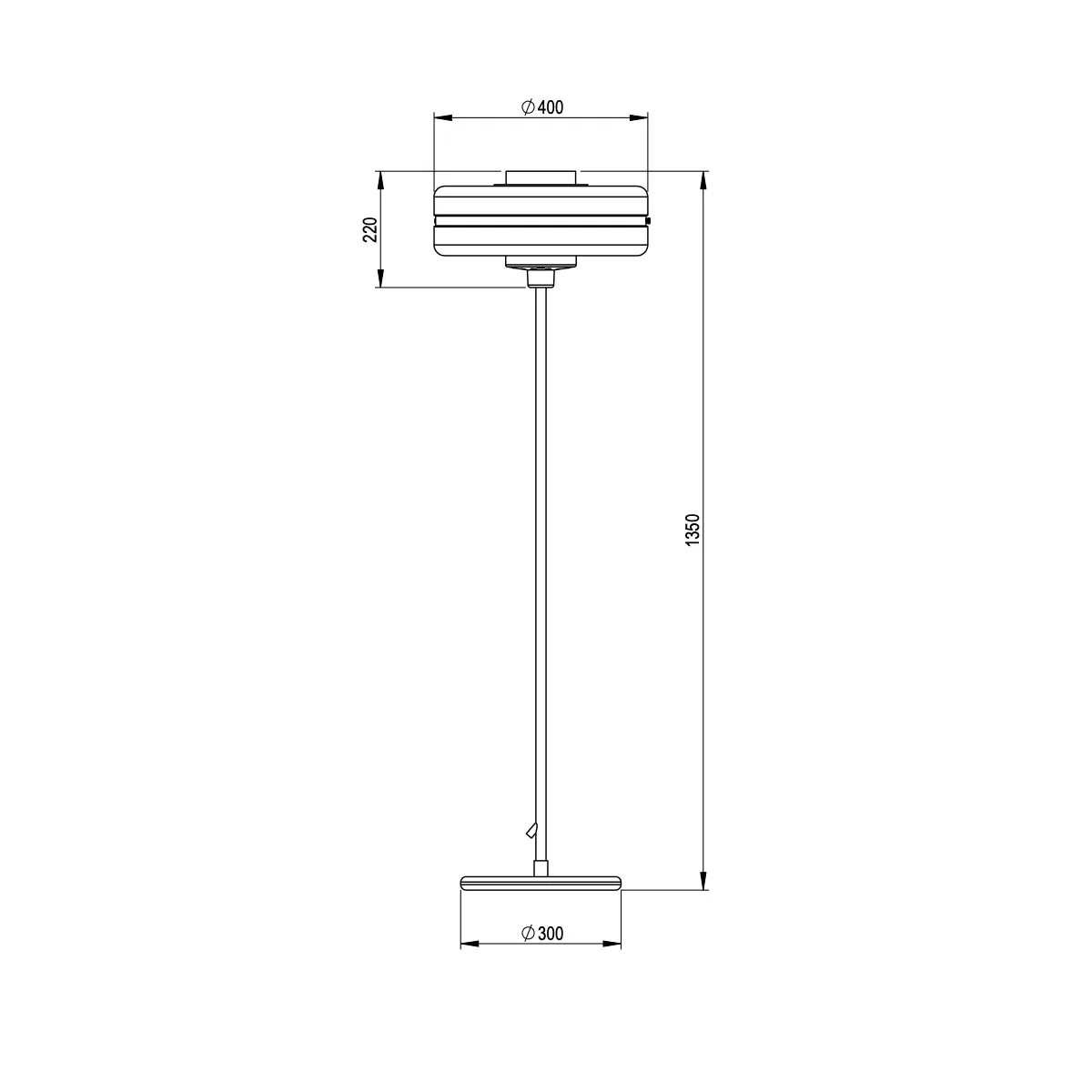 Technische Zeichnung Bert Frank Masina Stehleuchte, H: 135 cm