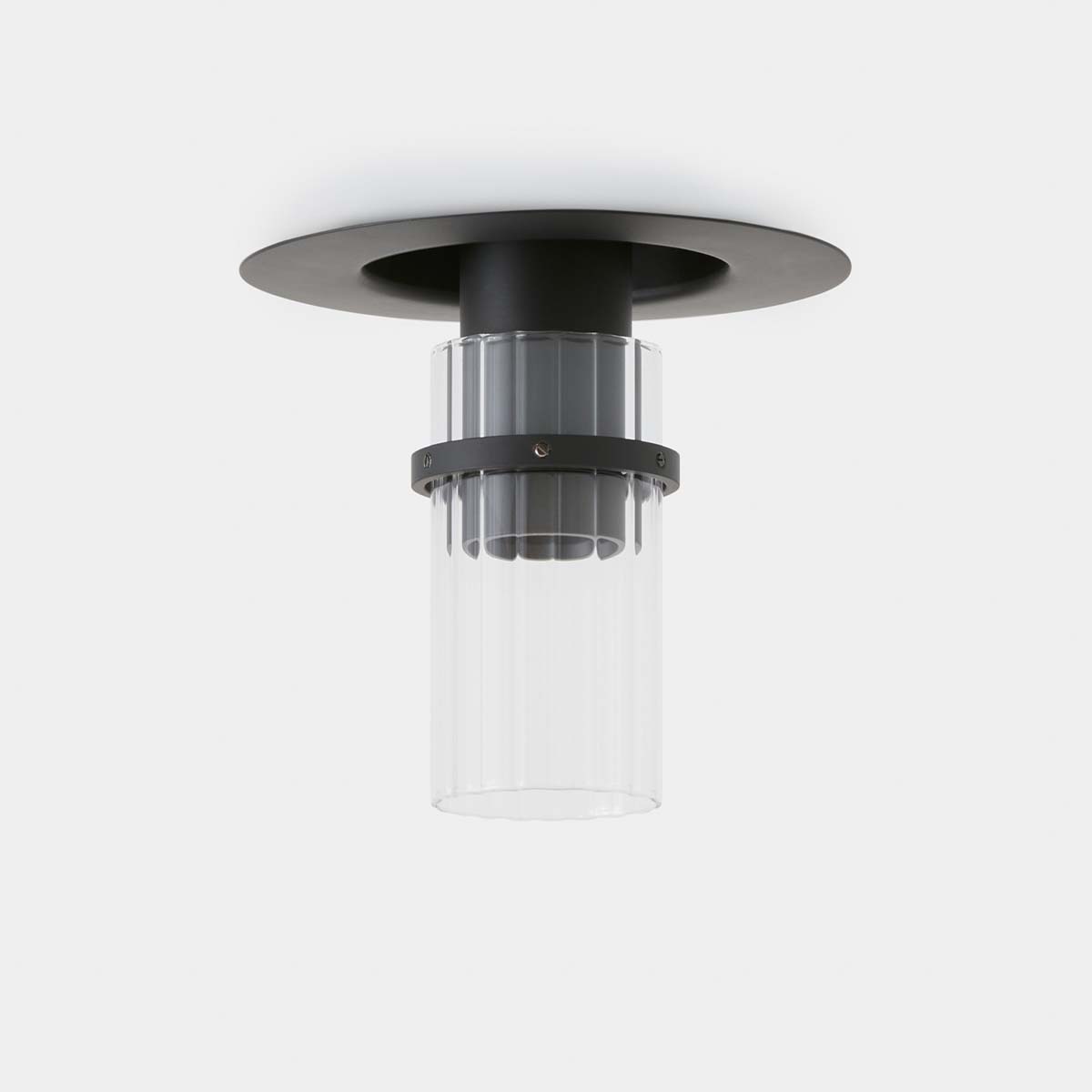 TOOY_Lei_564_71_matte_black_clear TOOY Lei 564.71 Deckenleuchte, H: 14 cm Messing gebürstet Klarglas