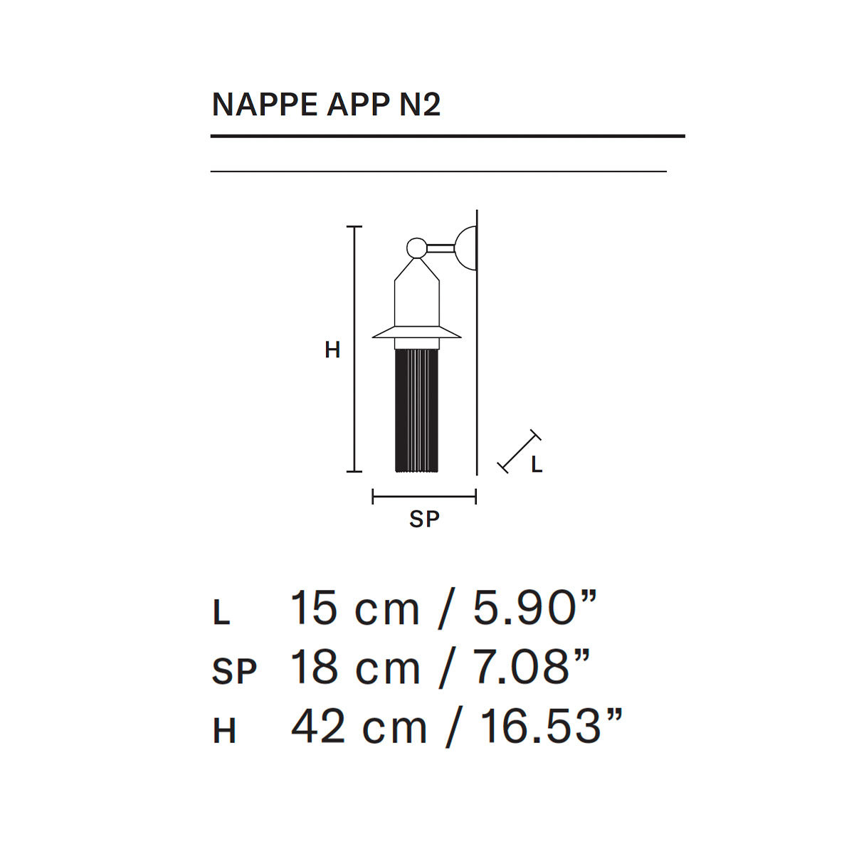 Nappe App N2 Wandleuchte, B: 15 cm, H: 42 cm, Schwarz matt