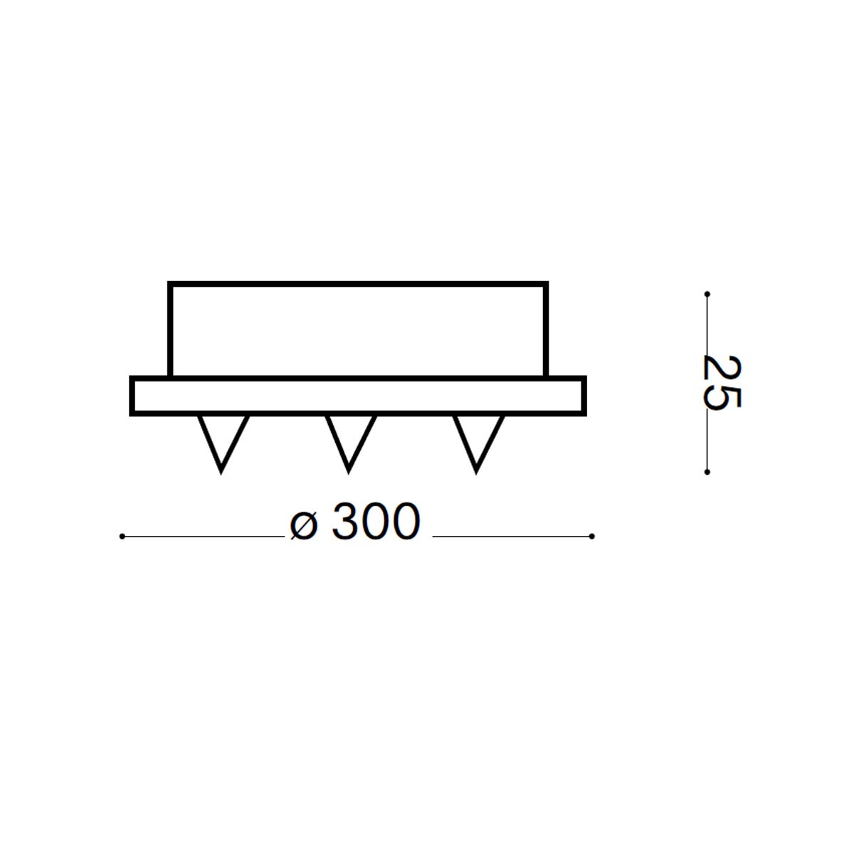 Ideal-Lux-Baldachin-rosone-standard-3-luce-zeichnung Ideal Lux Lampen Baldachin rund 3-fach Ø: 30 cm, H: 2,5 cm, Kupfer
