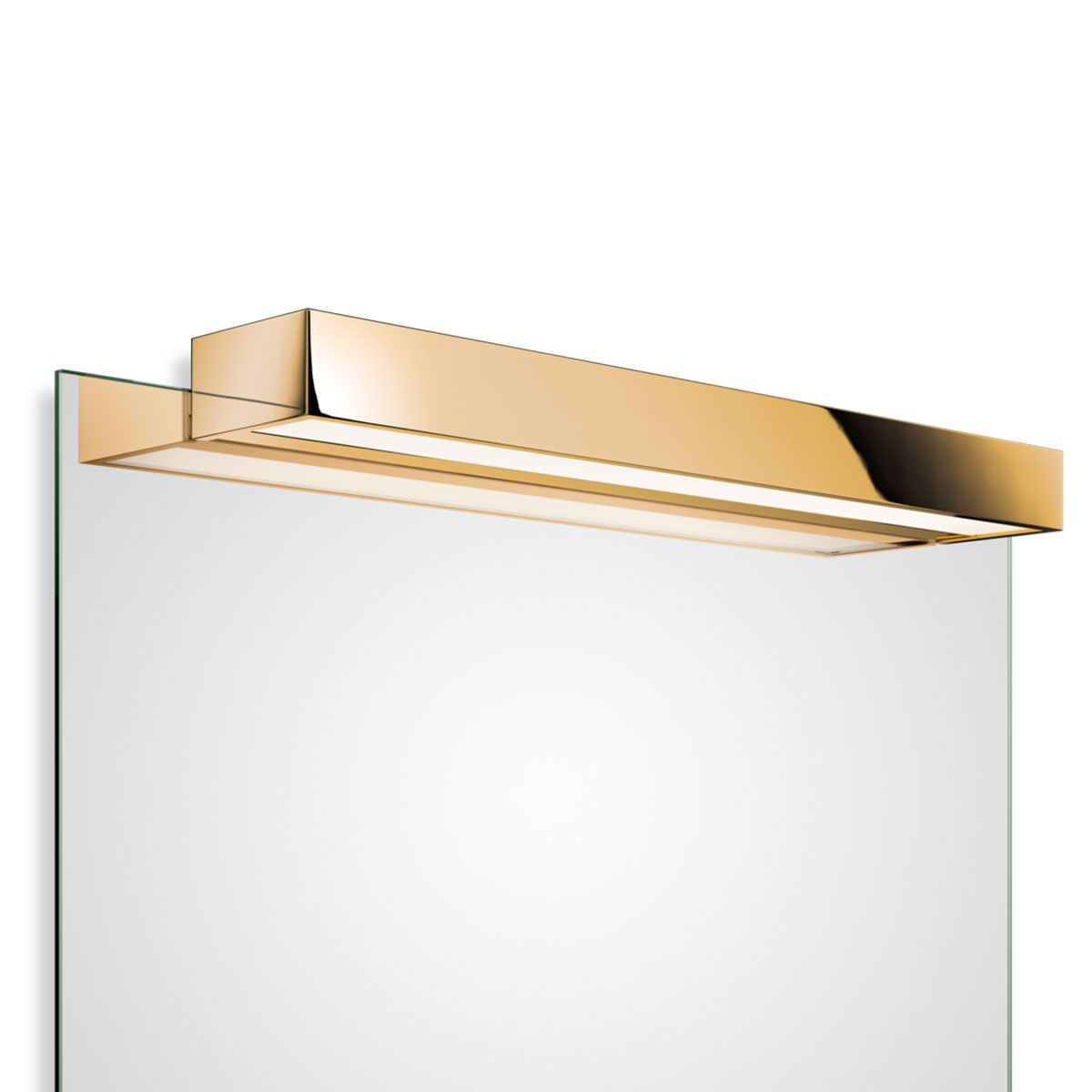 Exklusiver LED-Spiegel für Bad & Gäste-WC – Decor Walther Box 1-60 N LED Spiegel Aufsteckleuchte Bad, Gold, B: 60 cm, Warmweiß 3000K