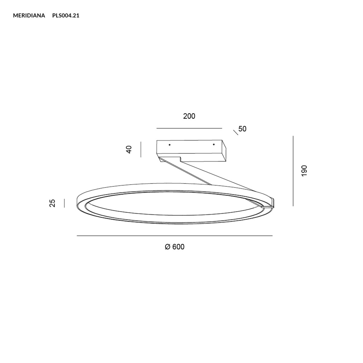 Technische Zeichnung Vivida Meridiana Ring Wand-/ Deckenleuchte mit Up-Down Licht, Weiß, Ø: 60 cm Technische Zeichnung Vivida Meridiana Ring Wand-/ Deckenleuchte mit Up-Down Licht, Titanium, Ø: 60 cm