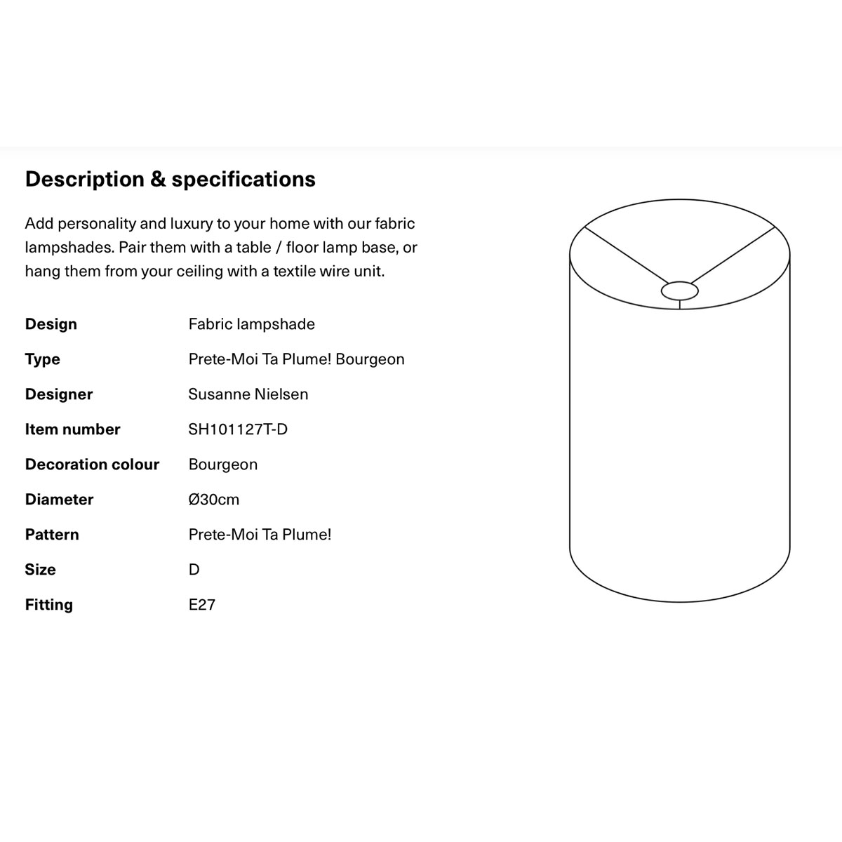 Futura Tischleuchte M, Smokey Grey mit Schirm Fern leaves wild Silver D, Ø: 30 cm Futura Tischleuchte M, Smokey Grey mit Schirm Prete-Moi Ta Plume, Ø: 30 cm