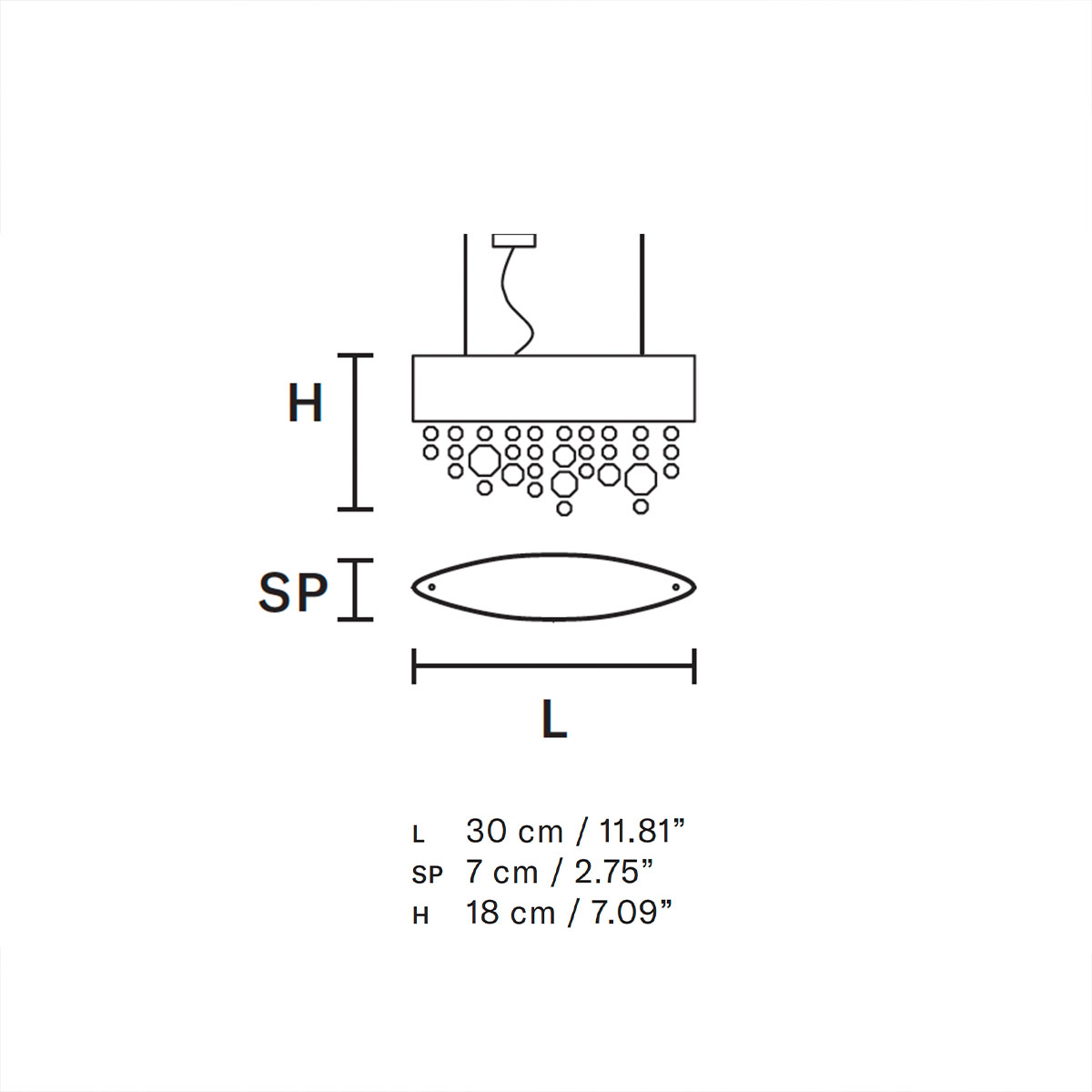 Olà S1 OV 30 Pendelleuchte, Blattgold, L: 30 cm, Retrofit