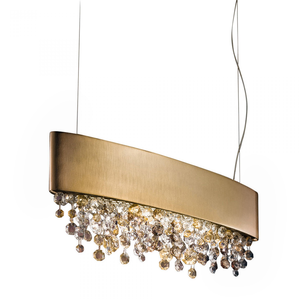 Olà S1 OV 30 Pendelleuchte, Gold brüniert, L: 30 cm, Retrofit Olà S8 OV 210 Pendelleuchte, Gold brüniert, L: 210 cm, LED-Modul