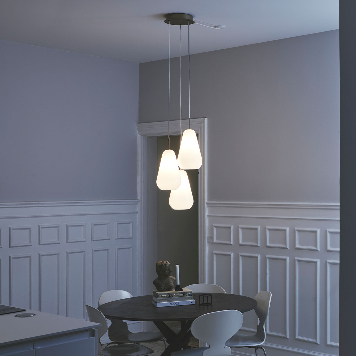 Anoli 3 Pendelleuchte, Ø: 35,5 cm, Opalglas