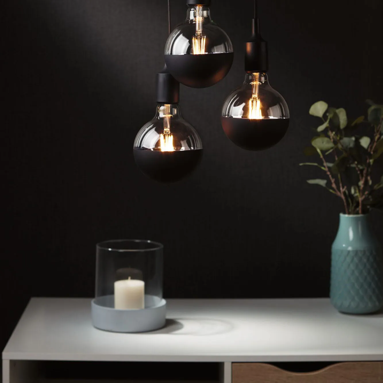 LED Globe Kopfspiegel E27 G95 600lm 6,5W 2700K dimmbar Kopfspiegel Schwarz matt