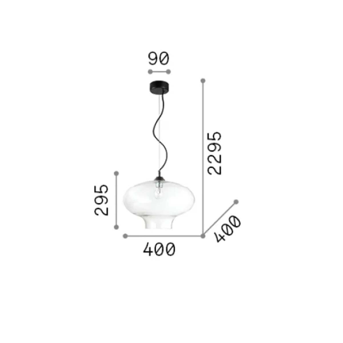 Bistrò SP1 round Pendelleuchte, Ø: 40 cm, Rauchglas Bistrò SP1 round Pendelleuchte, Ø: 40 cm, Transparent