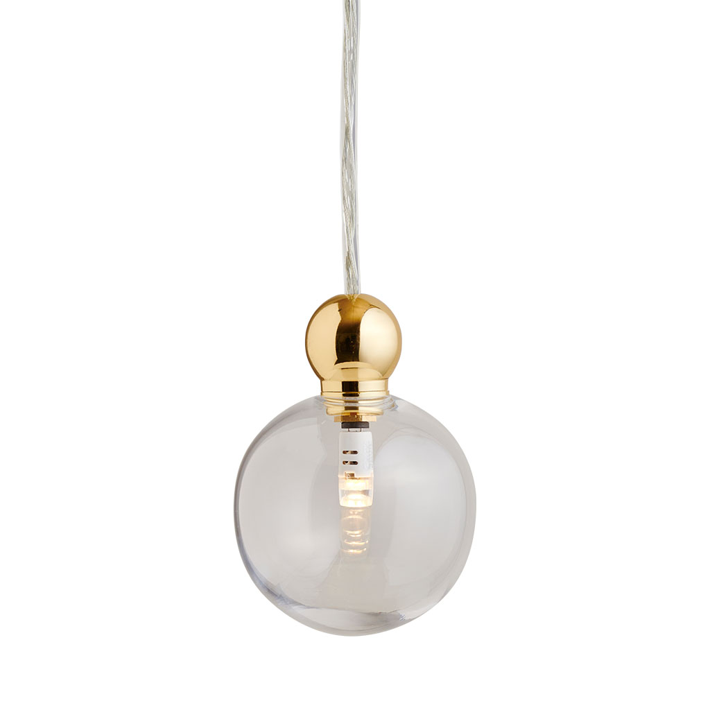 Uva Pendelleuchte M Ø 7 cm, Clear, Gold, für Multi-Baldachin