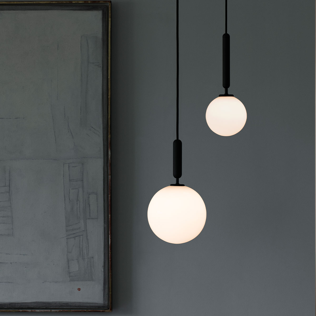 Miira 1 Pendelleuchte, Ø: 14 cm, Messing, Opalglas