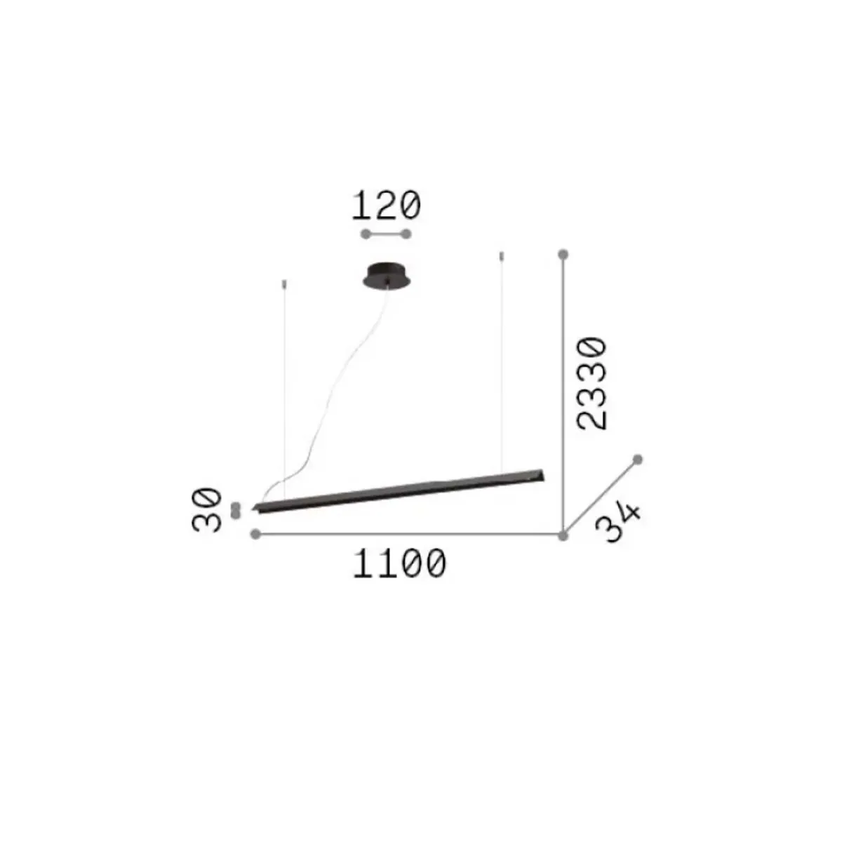 V-line SP Pendelleuchte, L: 110 cm, Schwarz