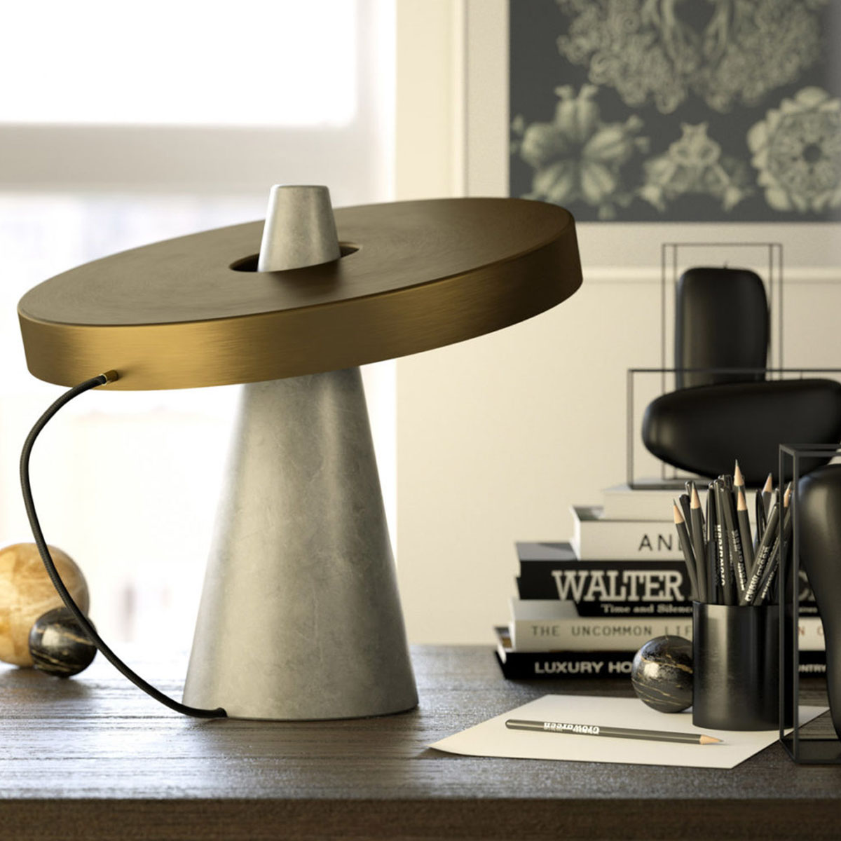 ed039.03 Tischleuchte, Grey Stone / Bronze - Ausstellungsstück