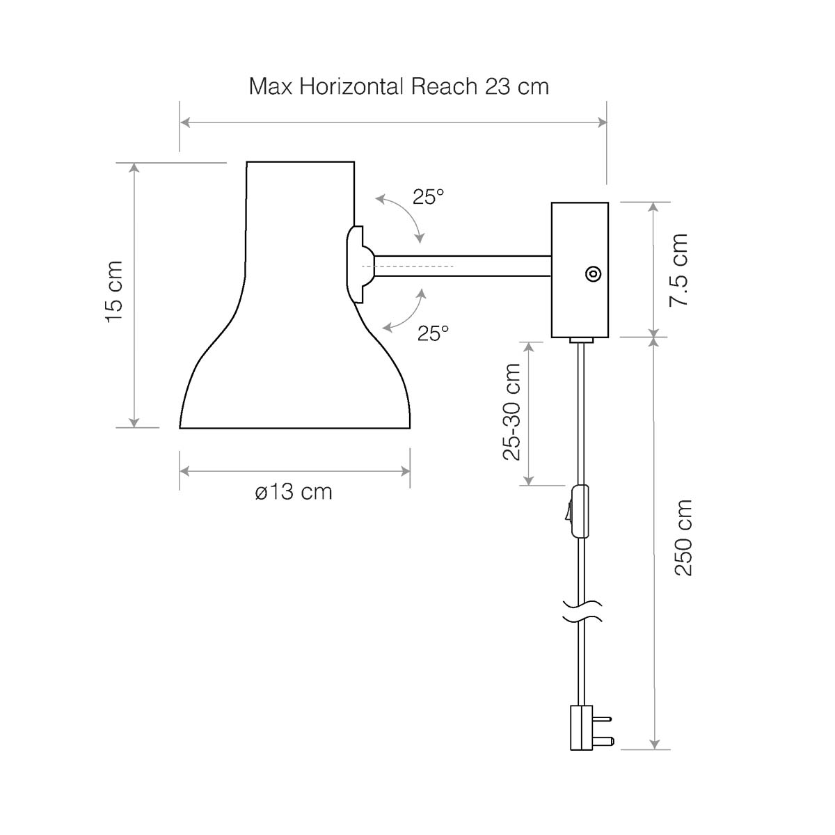 Anglepoise Type 75 Mini Wandleuchte Margaret Howell Edition, Saxon Blue, Mit Kabel