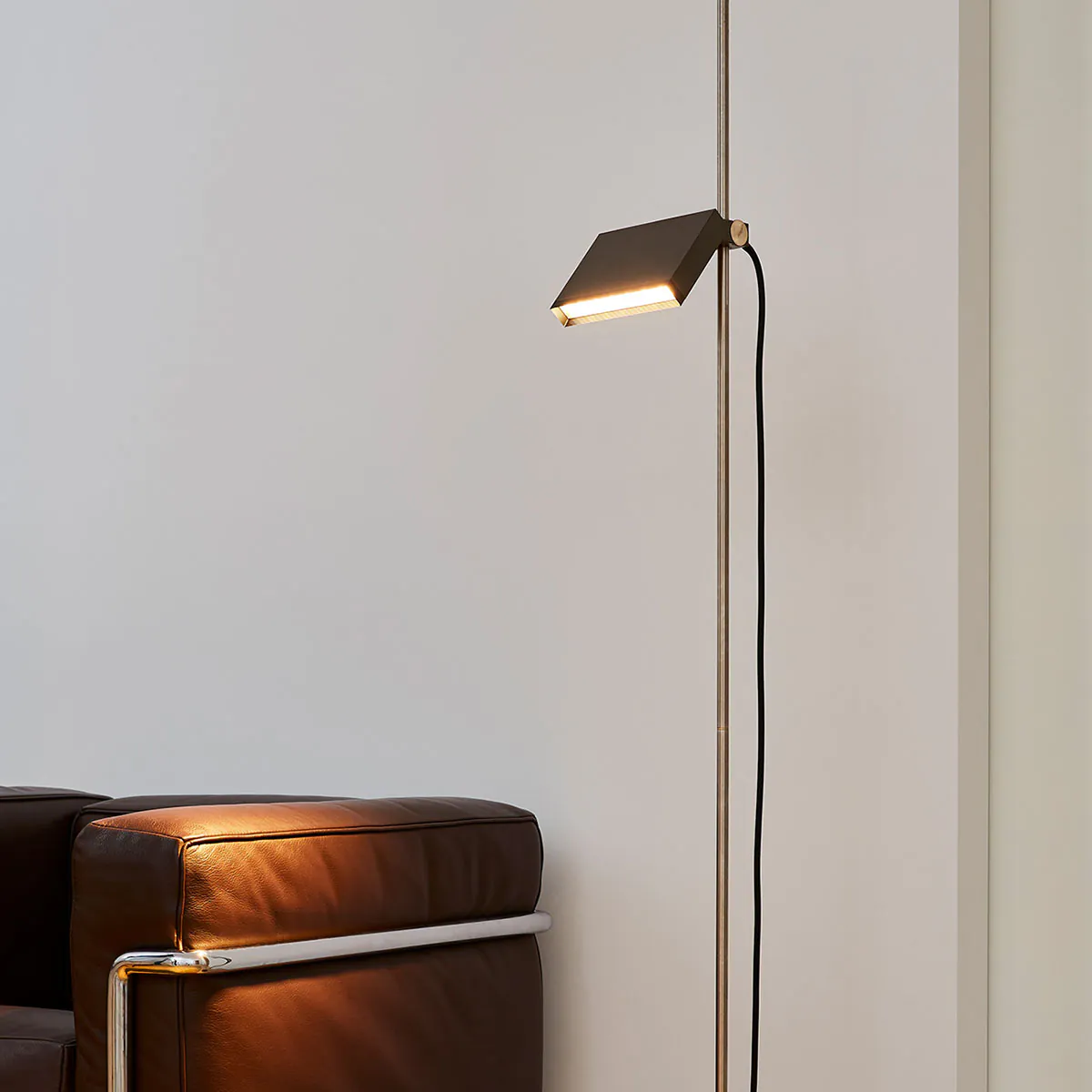 Flat-Box-LED Stehleuchte, H: 152 cm, Schwarz matt