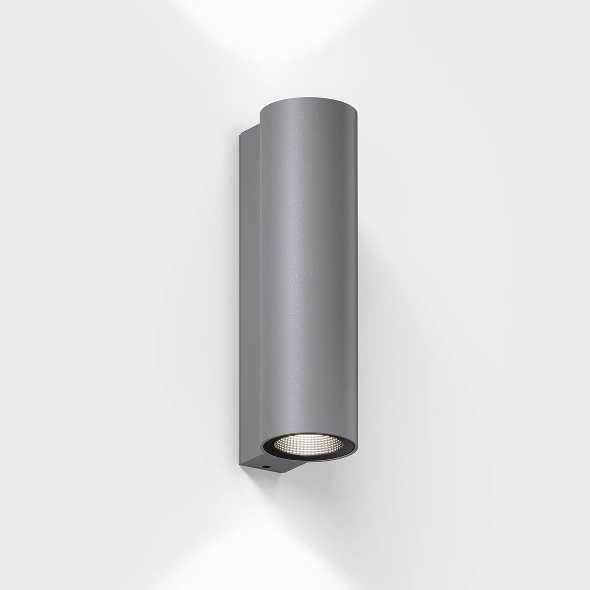 IP44-scap-außen-wandleuchte-grau: Zylinderförmige Wandleuchte für außen in der Farbe grau – dimmbar für Eingangsbereich
