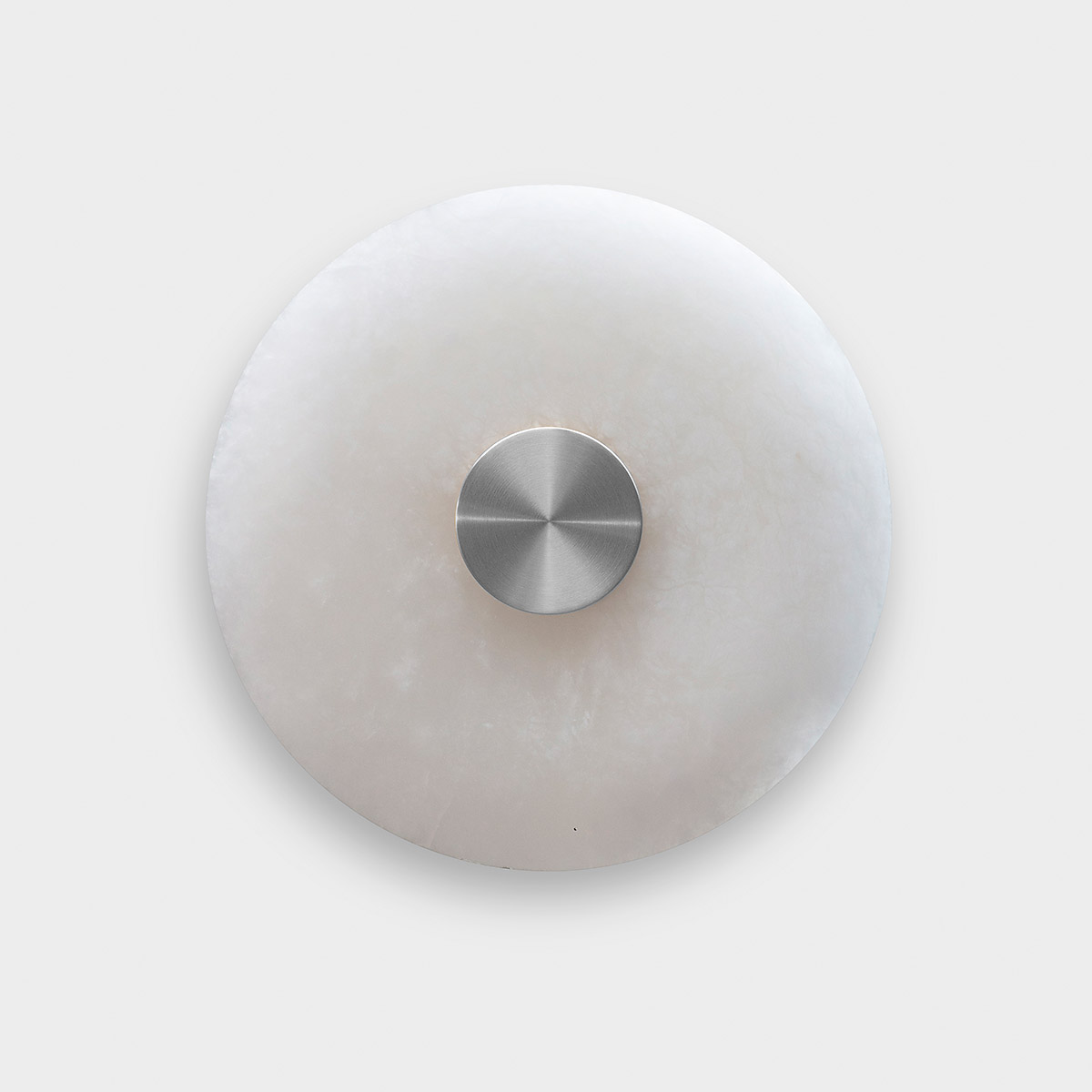 Bert Frank Bide Wandlampe, Nickel satiniert, Ø: 28 cm aus satiniertes Nickel und echter Alabaster – britische Luxusleuchte, gleichmäßige Beleuchtung