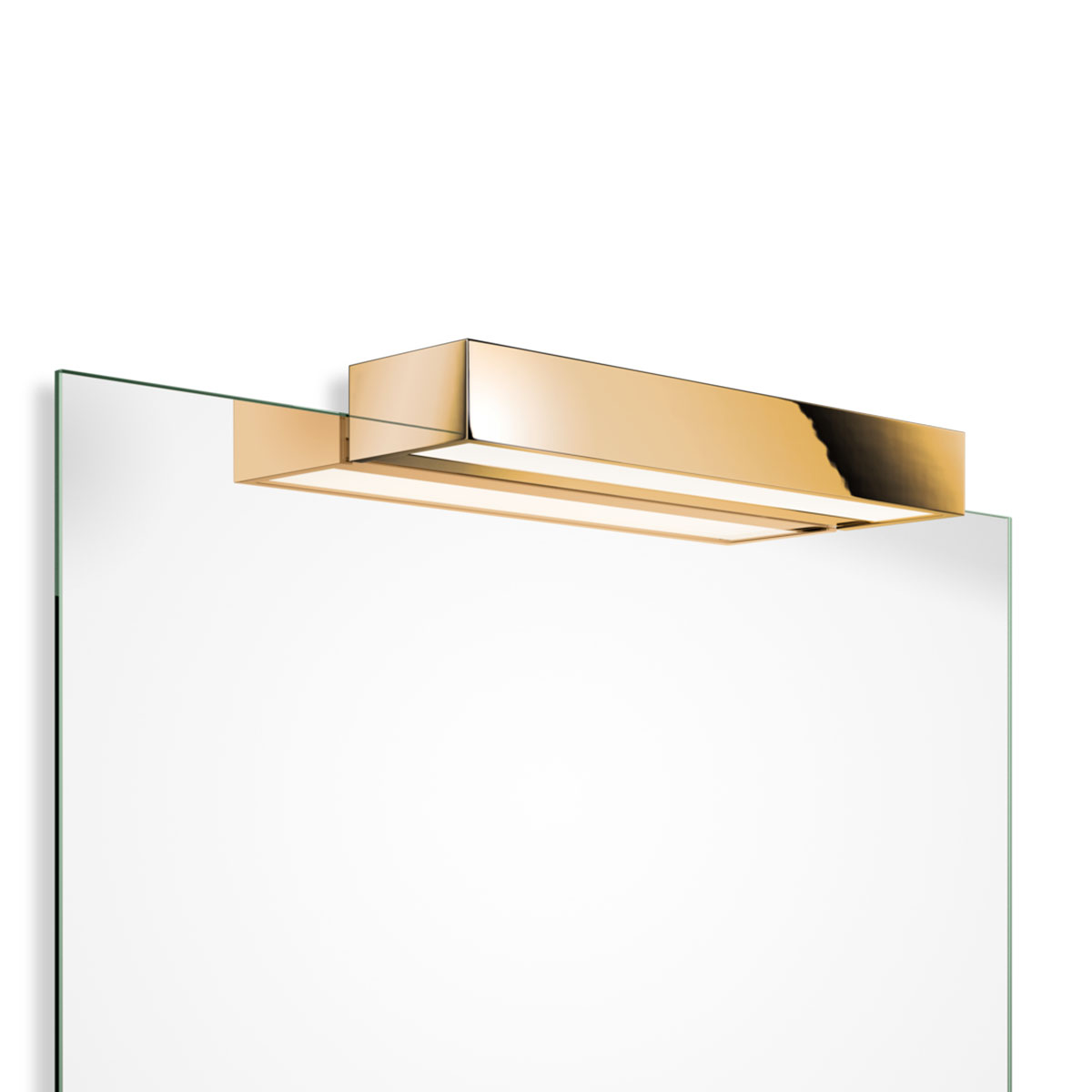 Stilvoller Spiegel mit Licht – Serie Box 1-40 N LED Spiegel Aufsteckleuchte Bad, Gold, B: 40 cm, Warmweiß 3000K von Decor Walther