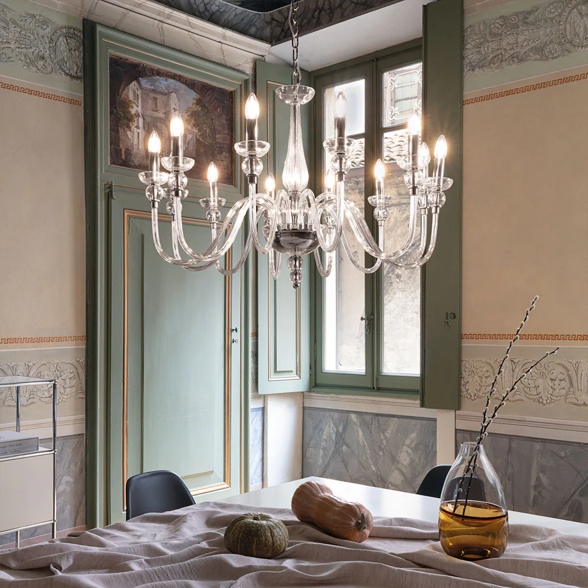 Doge SP9 Glas Kronleuchter 9-flammig, Ø: 75 cm Doge SP12 Glas Kronleuchter 12-flammig, Ø: 91 cm